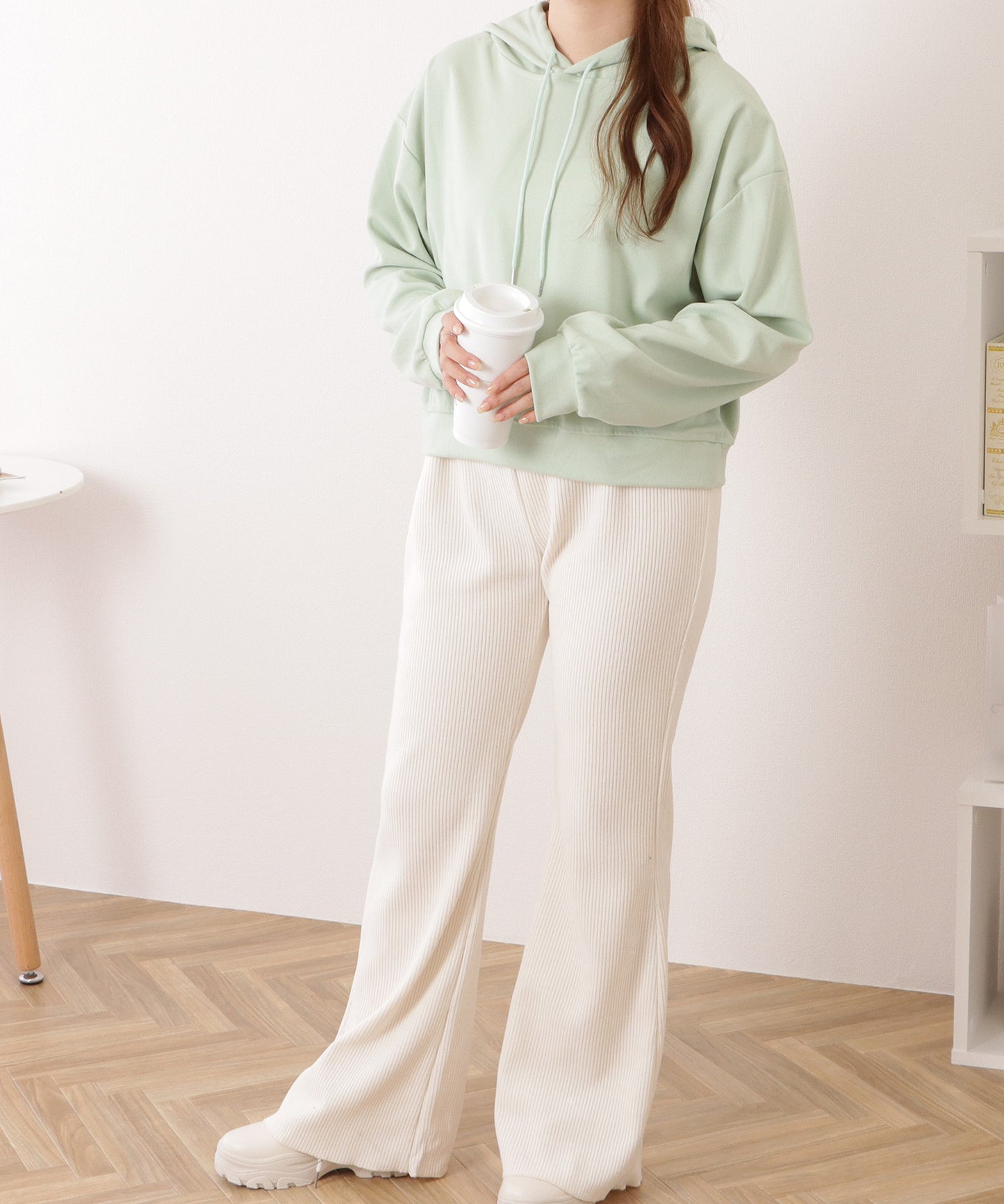 コンパクト長袖フーデットパーカープルオーバー