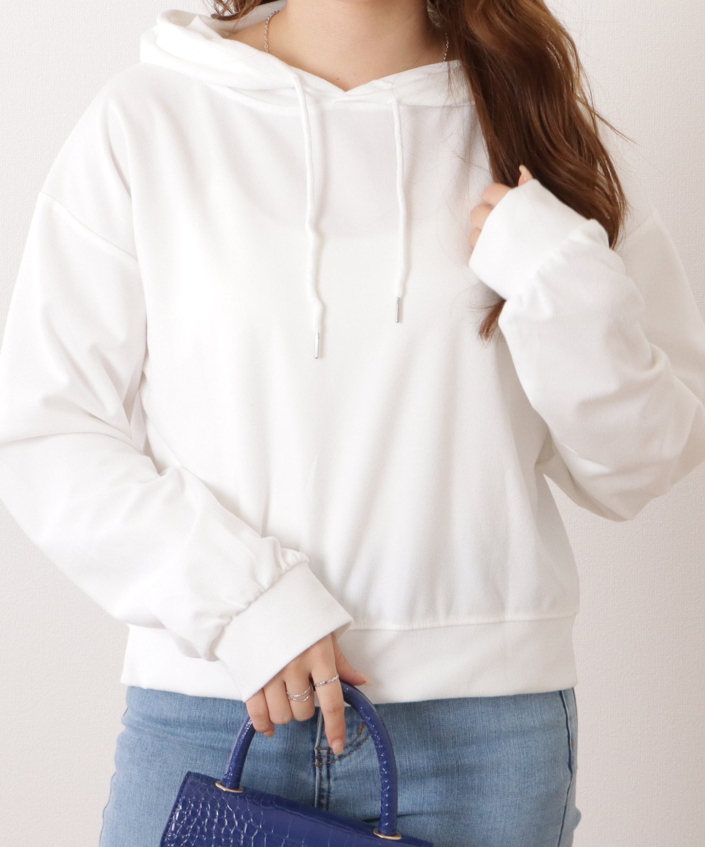 コンパクト長袖フーデットパーカープルオーバー