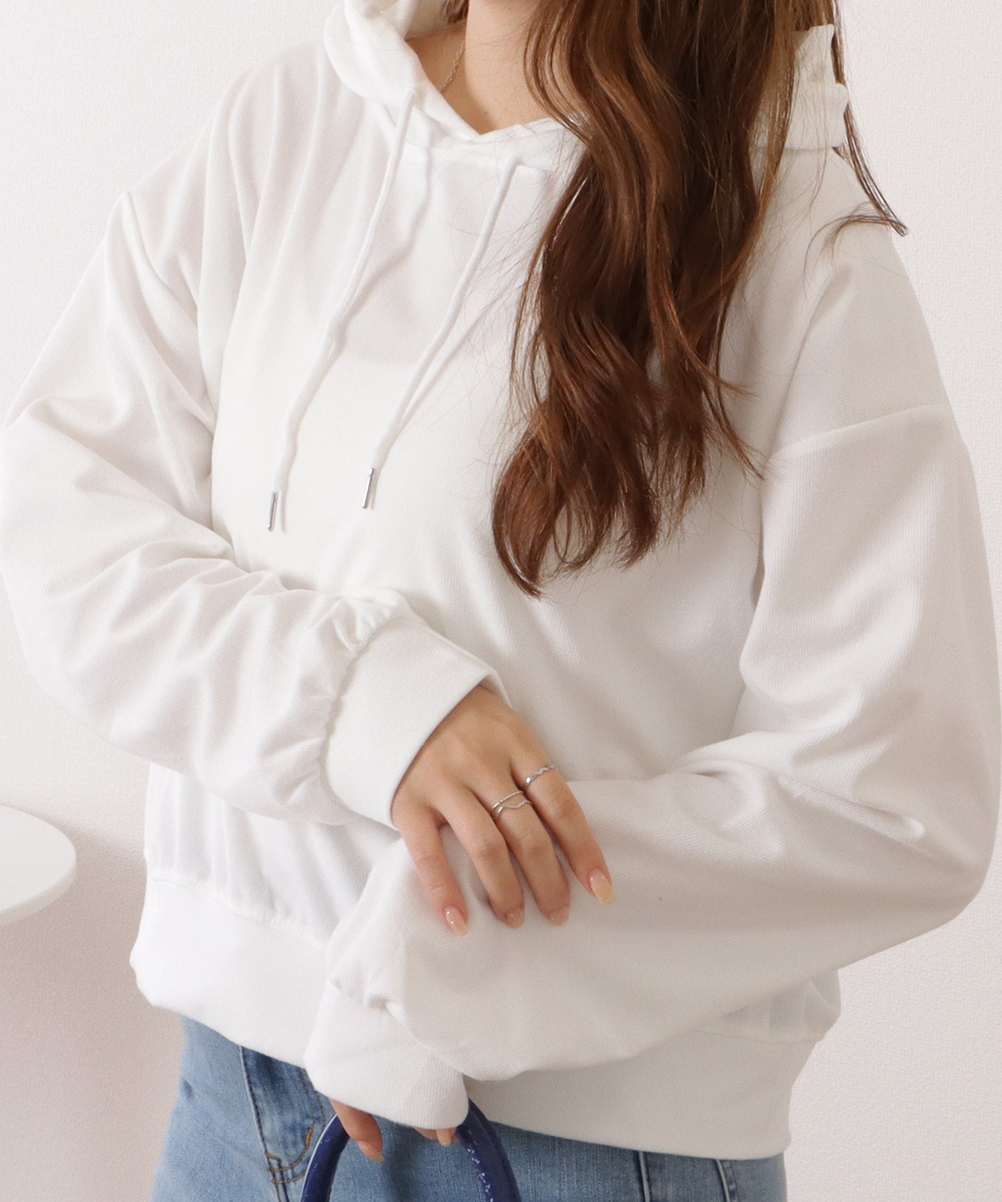 コンパクト長袖フーデットパーカープルオーバー