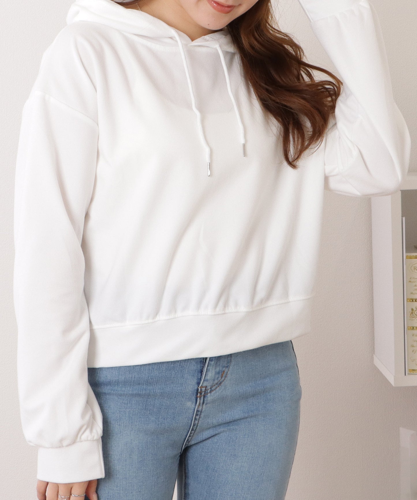 コンパクト長袖フーデットパーカープルオーバー