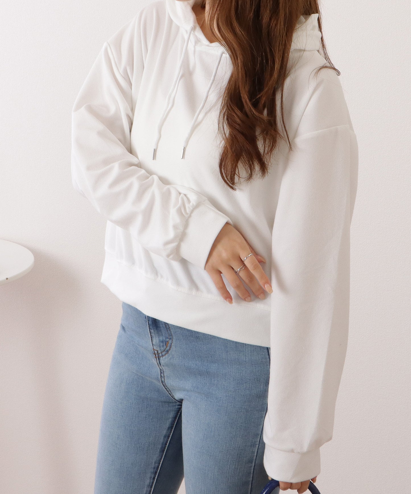 コンパクト長袖フーデットパーカープルオーバー