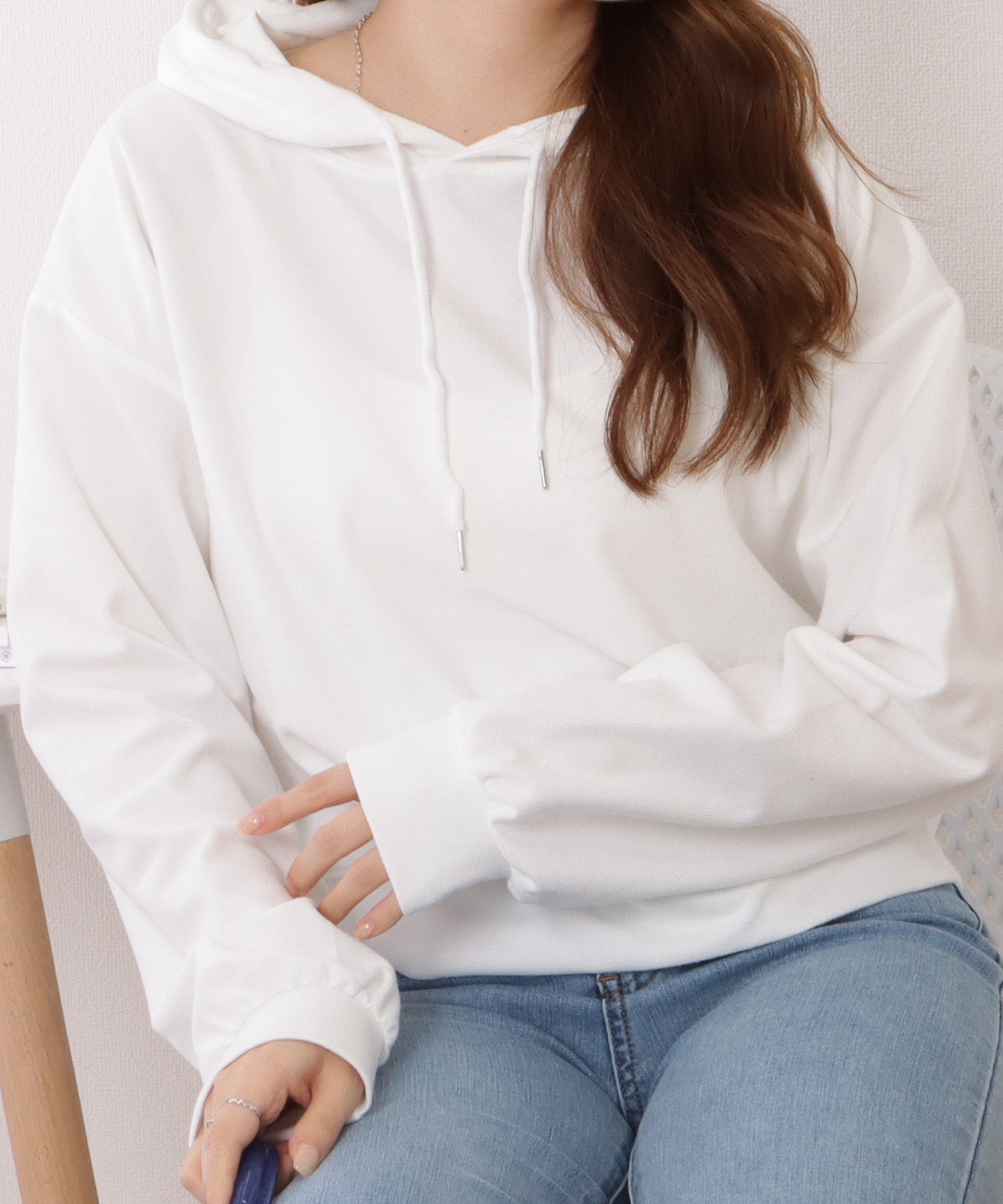 コンパクト長袖フーデットパーカープルオーバー