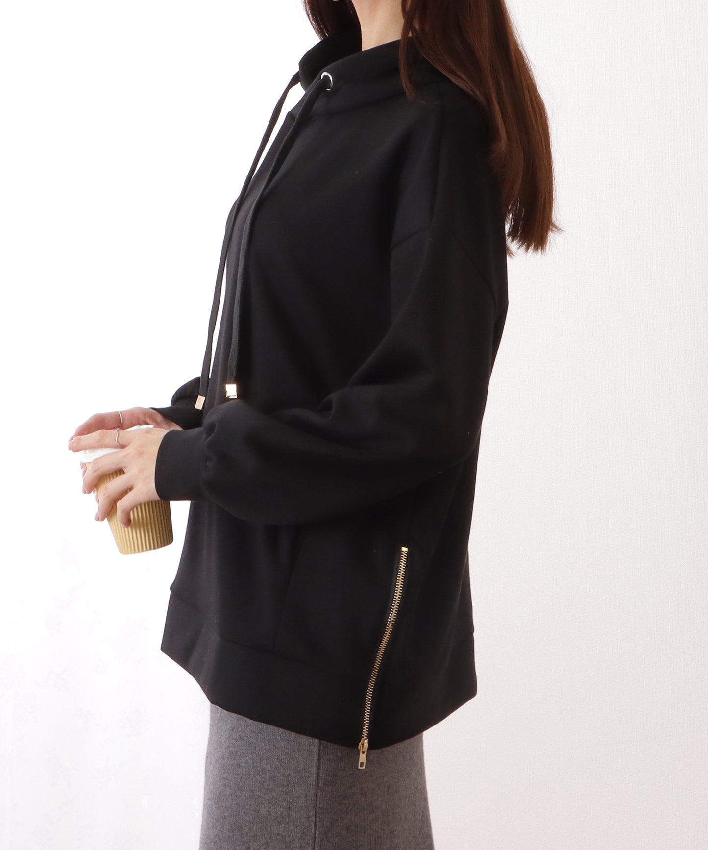 サイド ジップ ダンボール フーデット プルオーバー