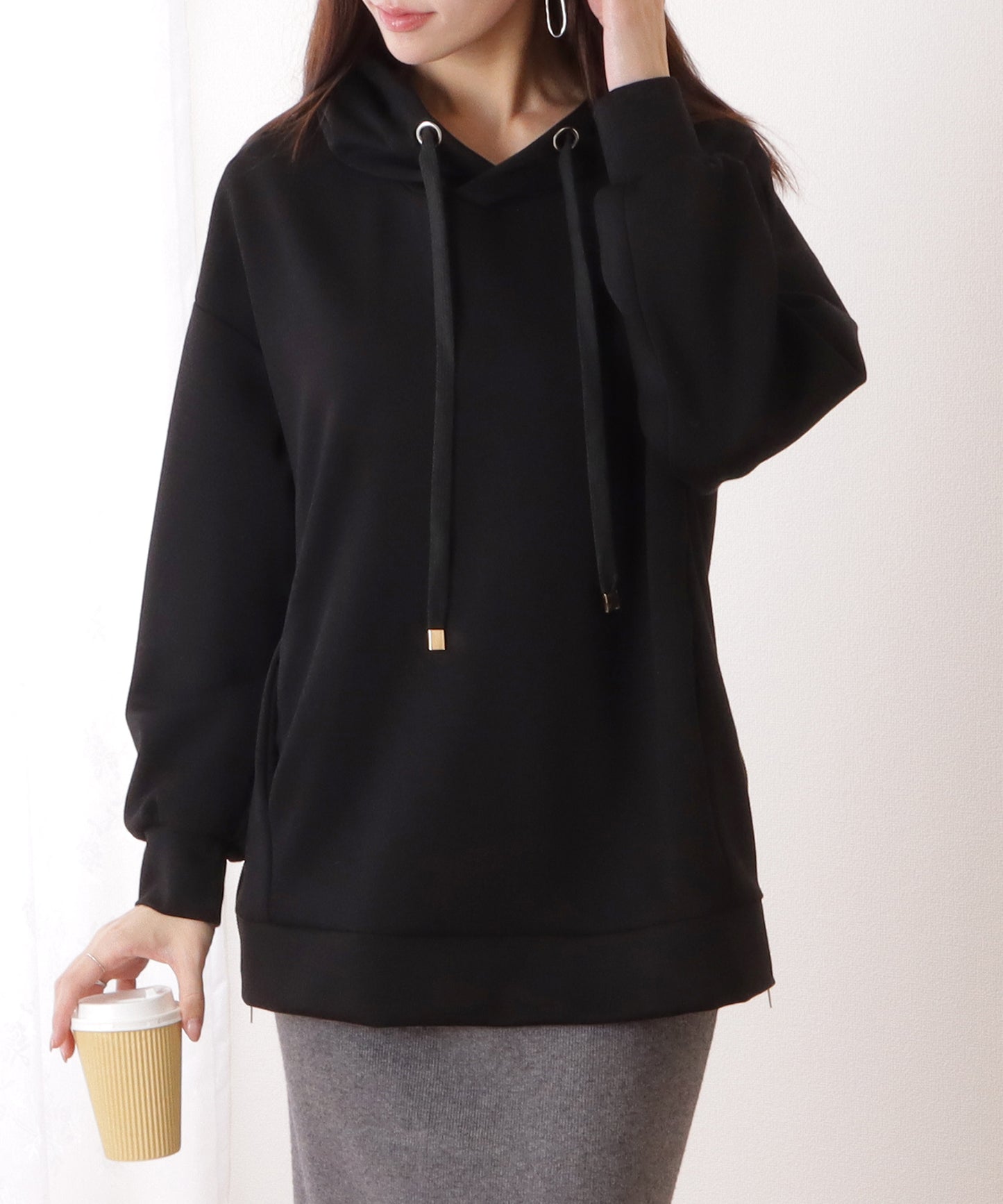 サイド ジップ ダンボール フーデット プルオーバー