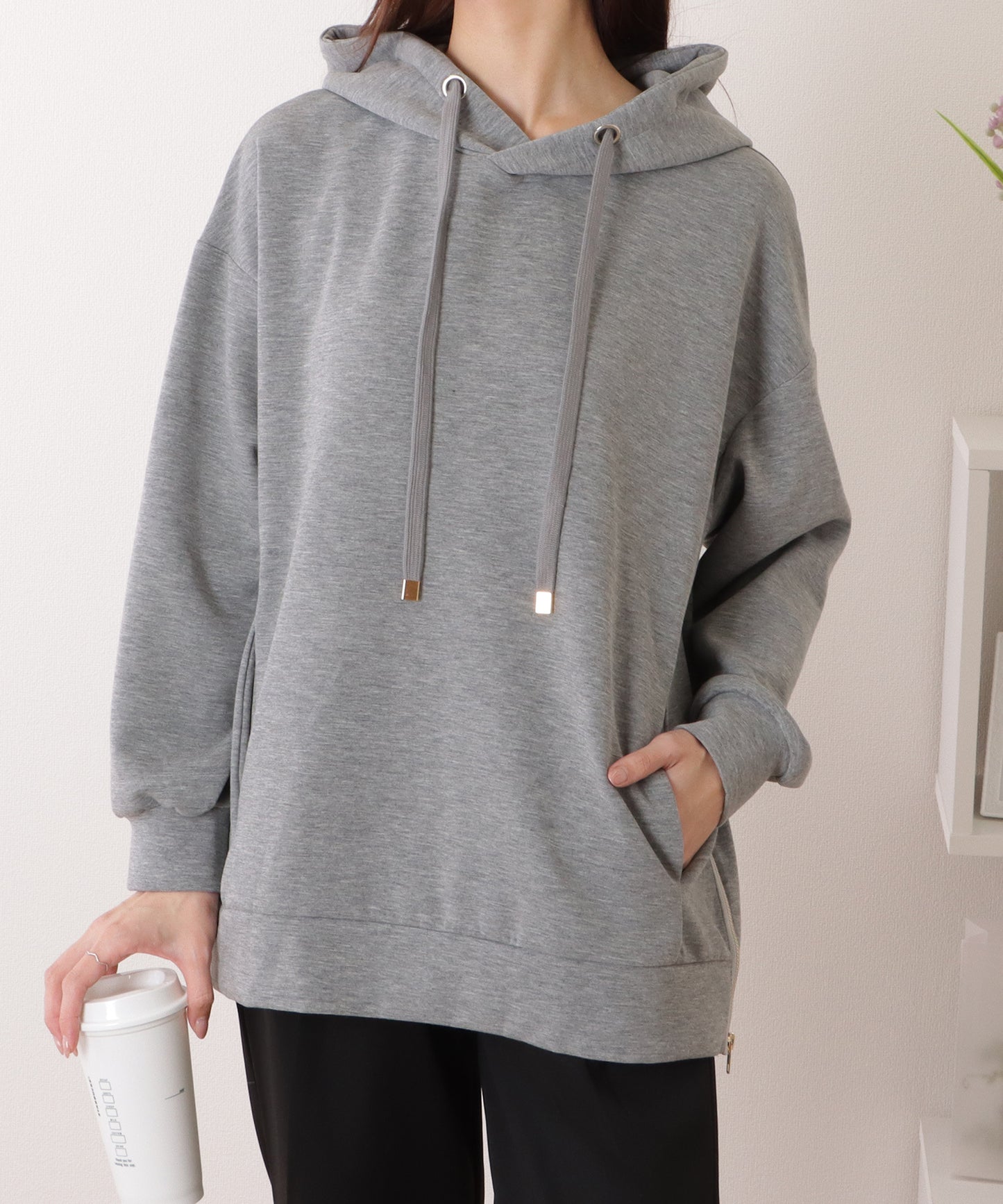 サイド ジップ ダンボール フーデット プルオーバー