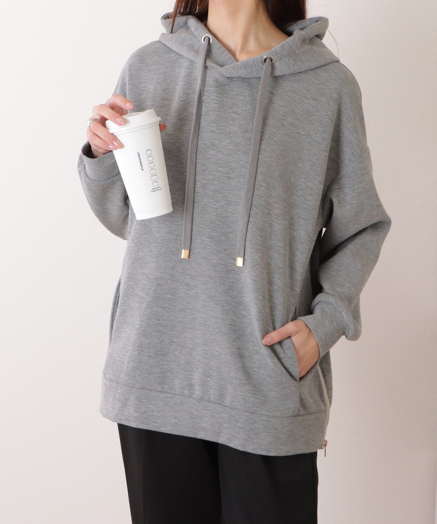 サイド ジップ ダンボール フーデット プルオーバー