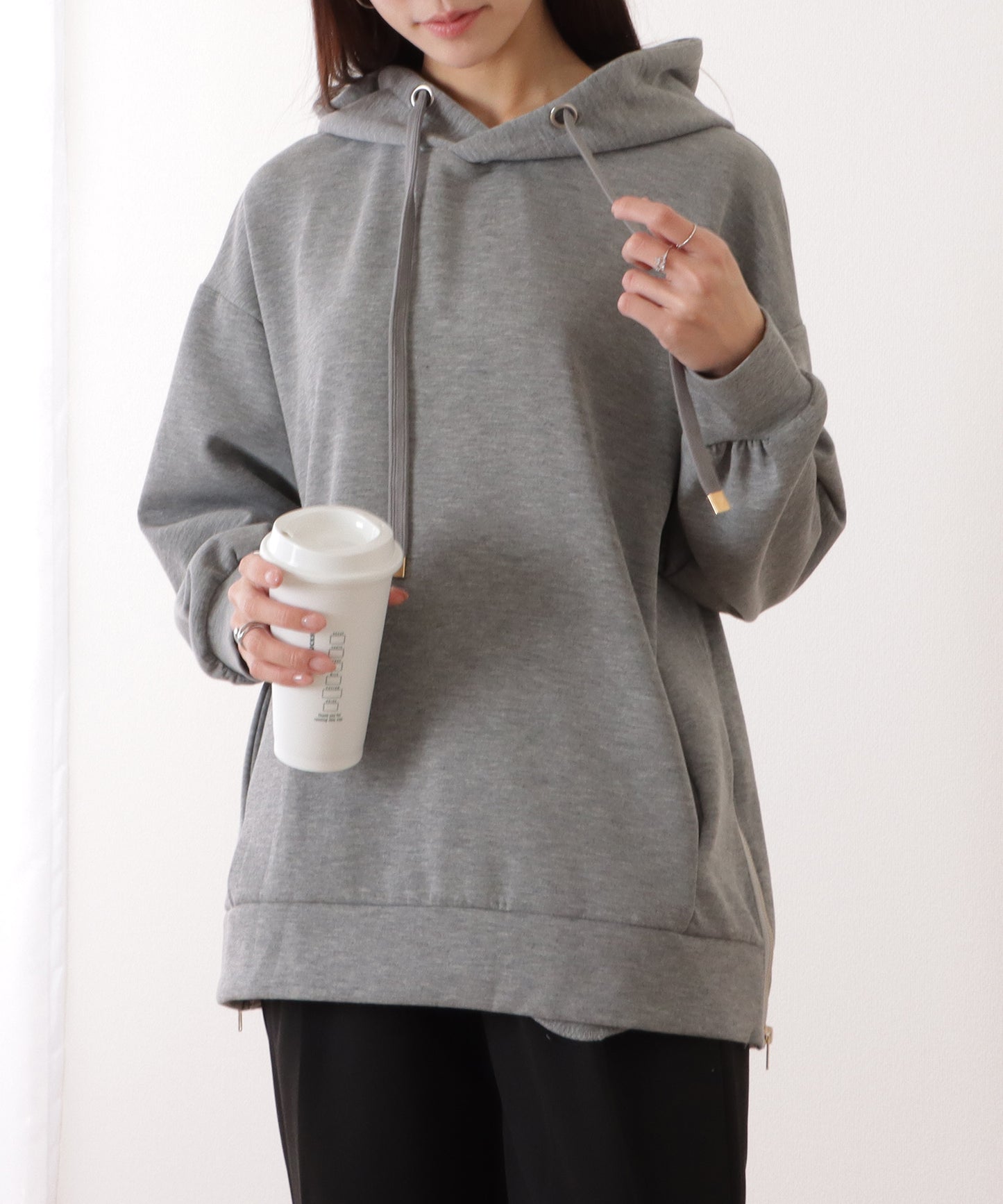 サイド ジップ ダンボール フーデット プルオーバー