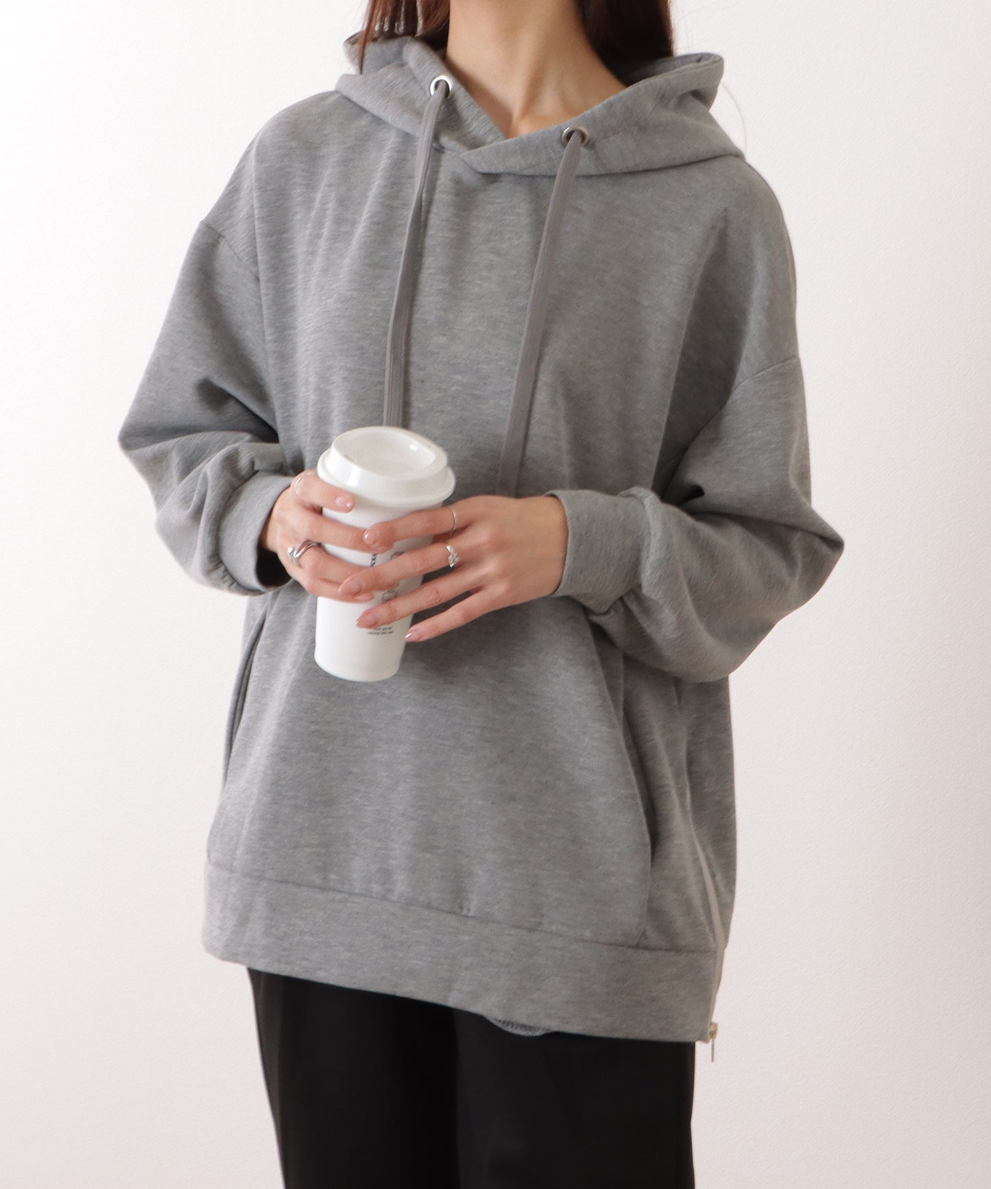 サイド ジップ ダンボール フーデット プルオーバー