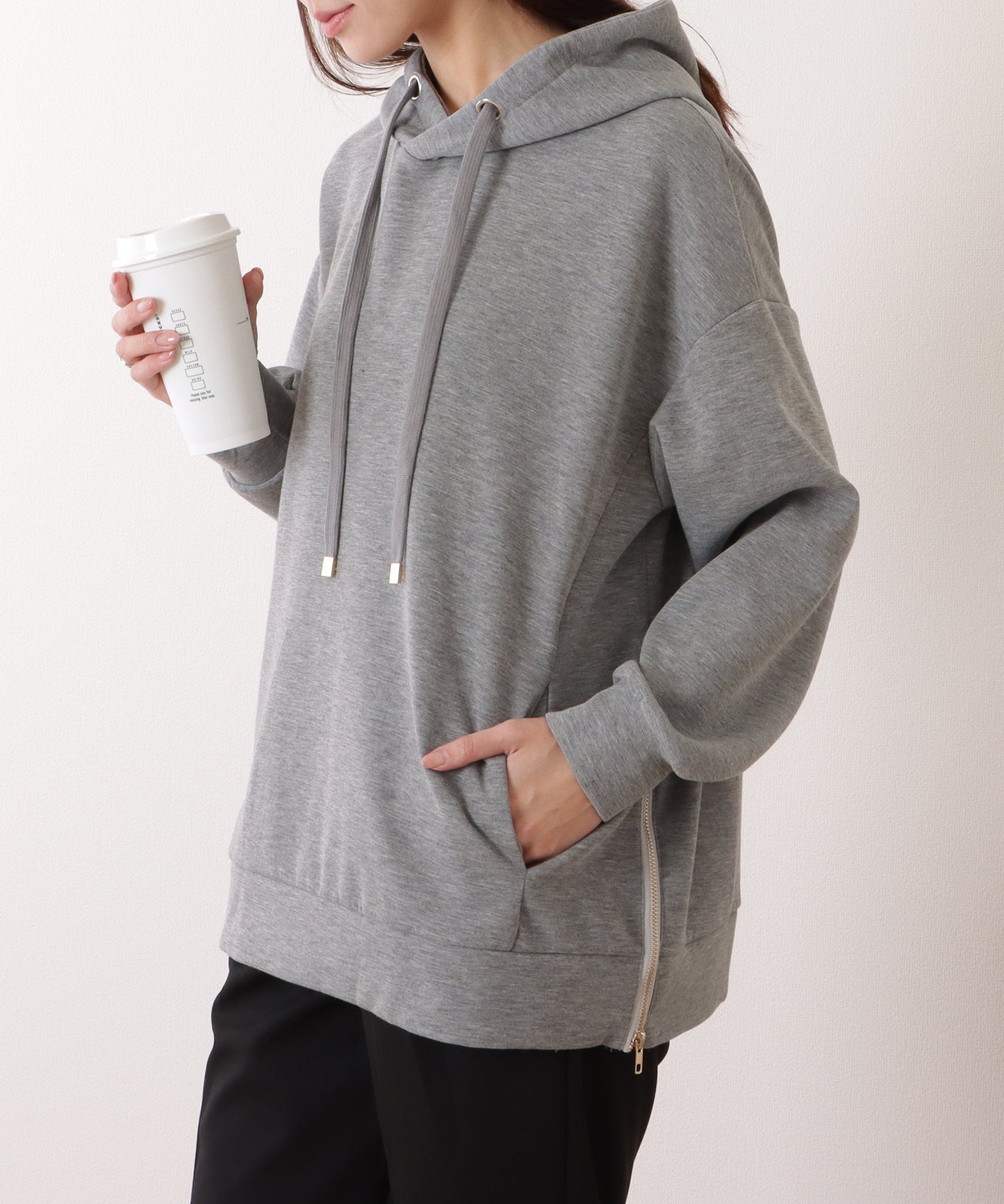 サイド ジップ ダンボール フーデット プルオーバー