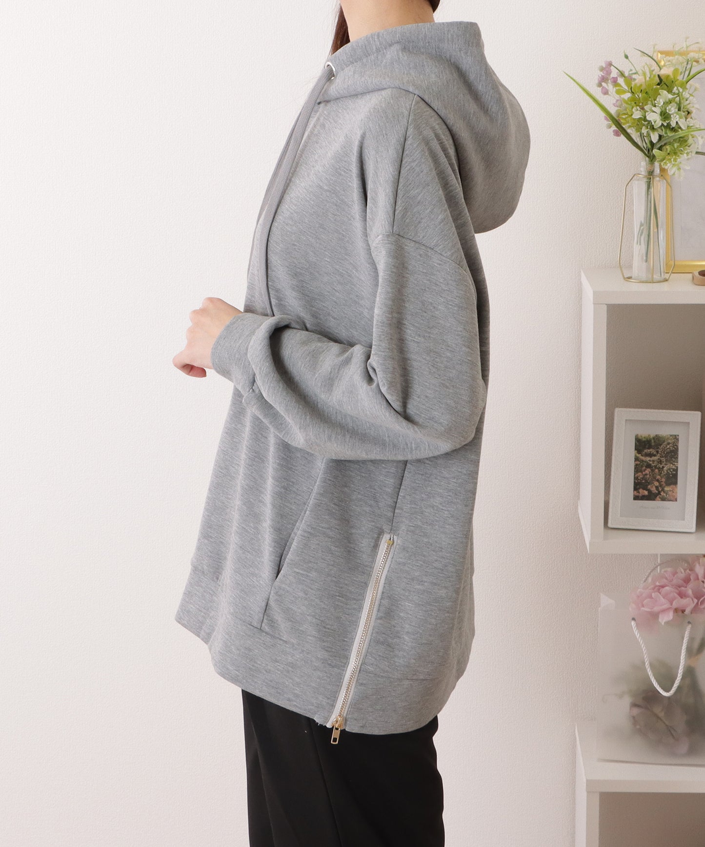 サイド ジップ ダンボール フーデット プルオーバー