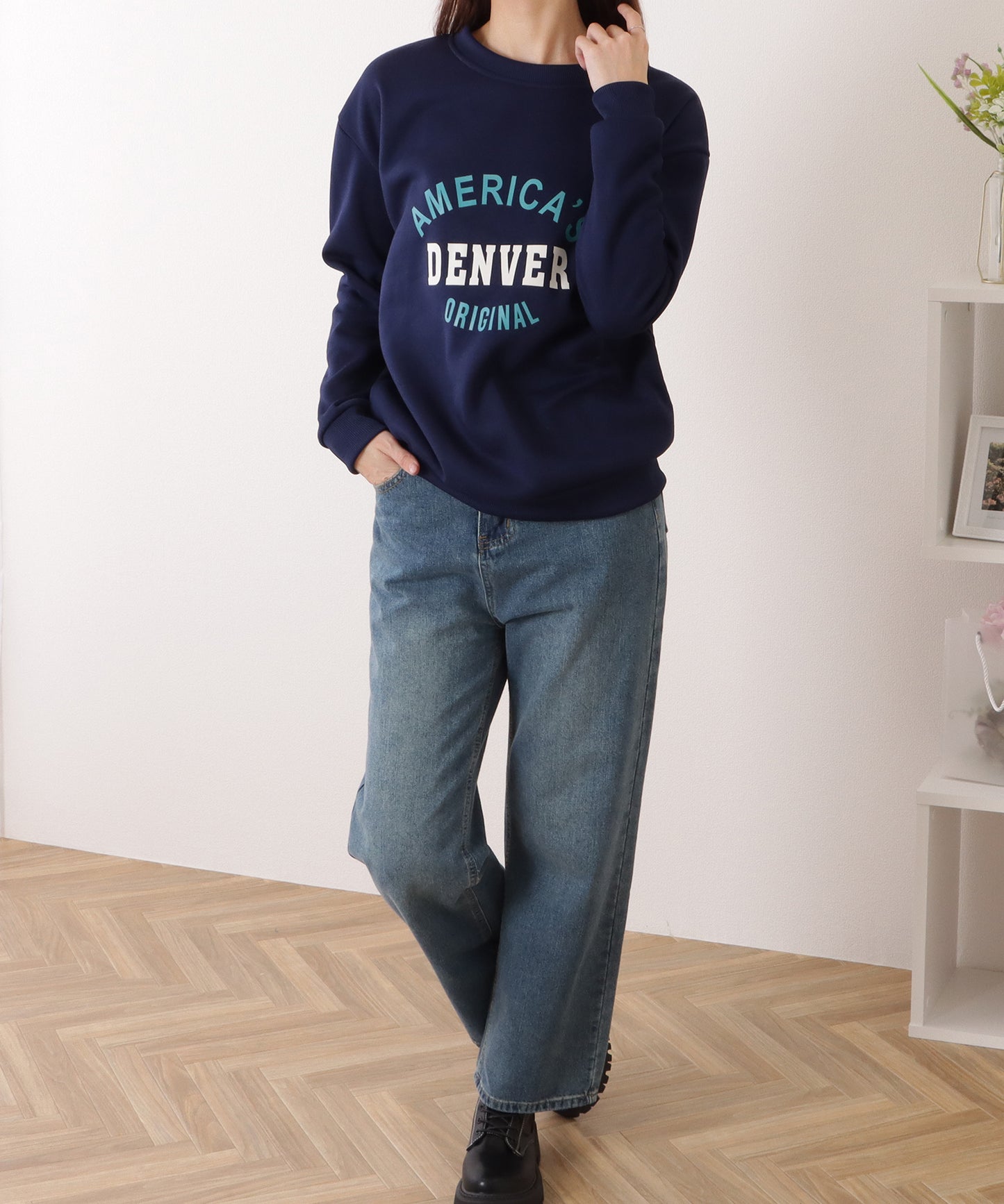 ロゴ付き オーバーサイズ 長袖 スウェット プルオーバー