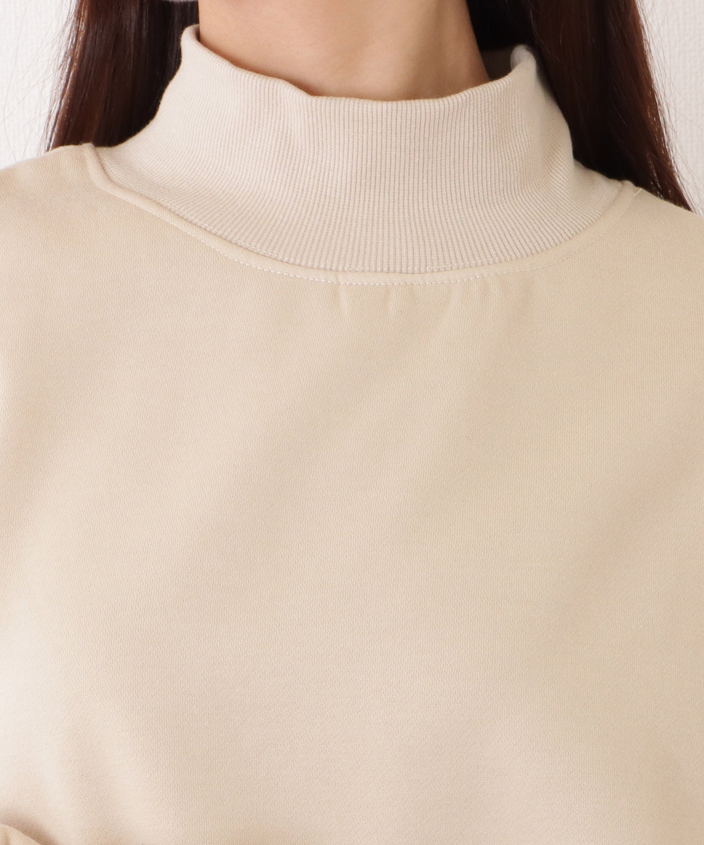 ハイネック サイド スリット ボリューム スリーブ プルオーバー