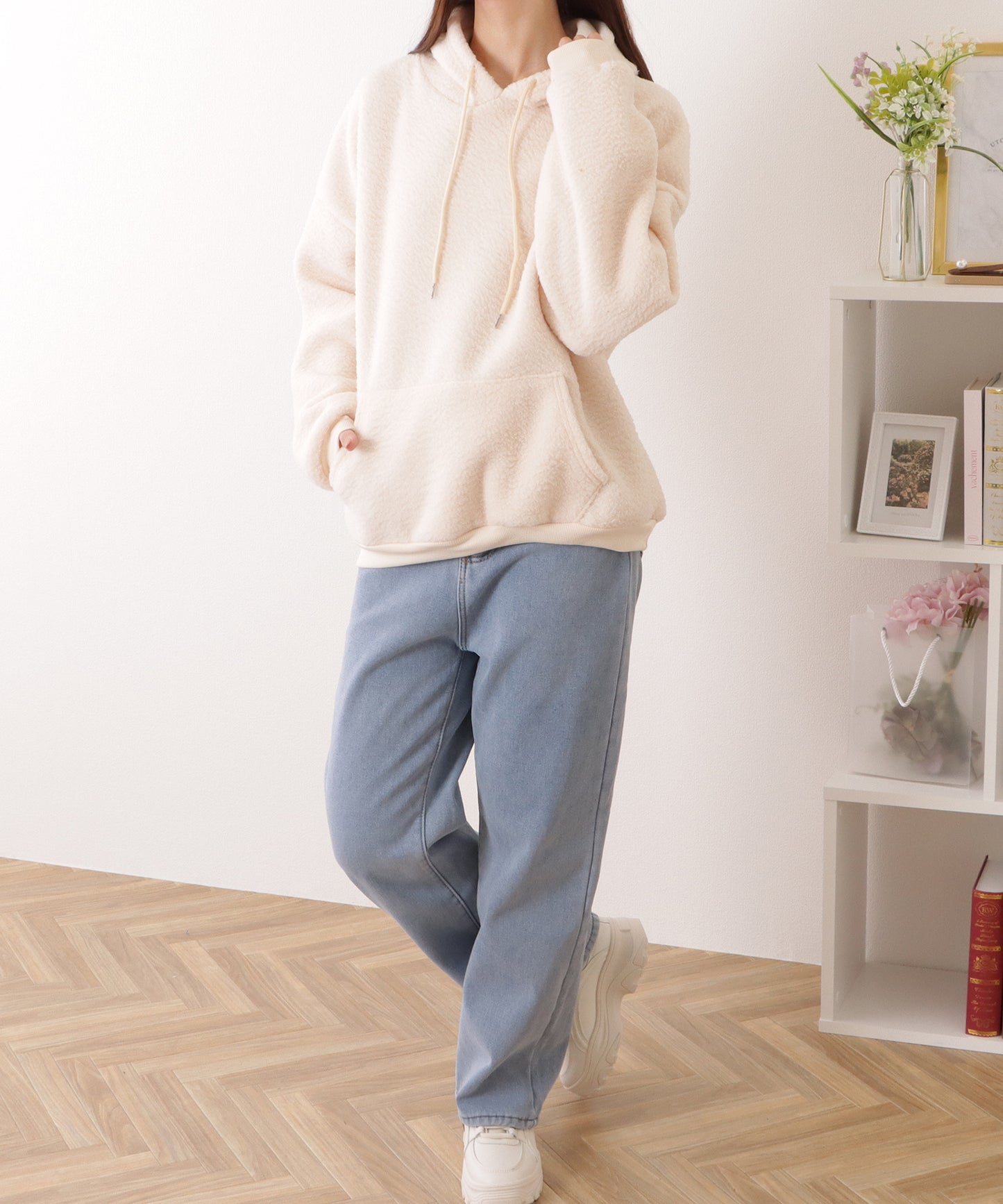 オーバー サイズ フーデット ボア パーカー