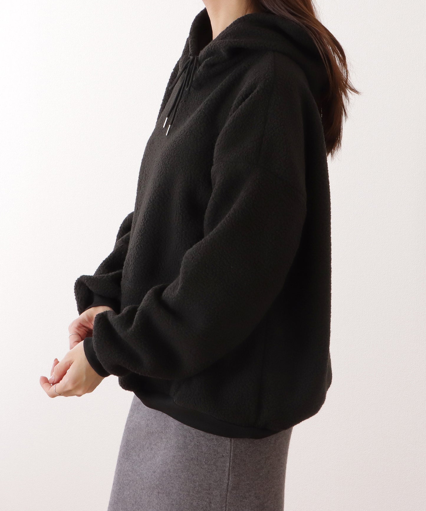 オーバー サイズ フーデット ボア パーカー