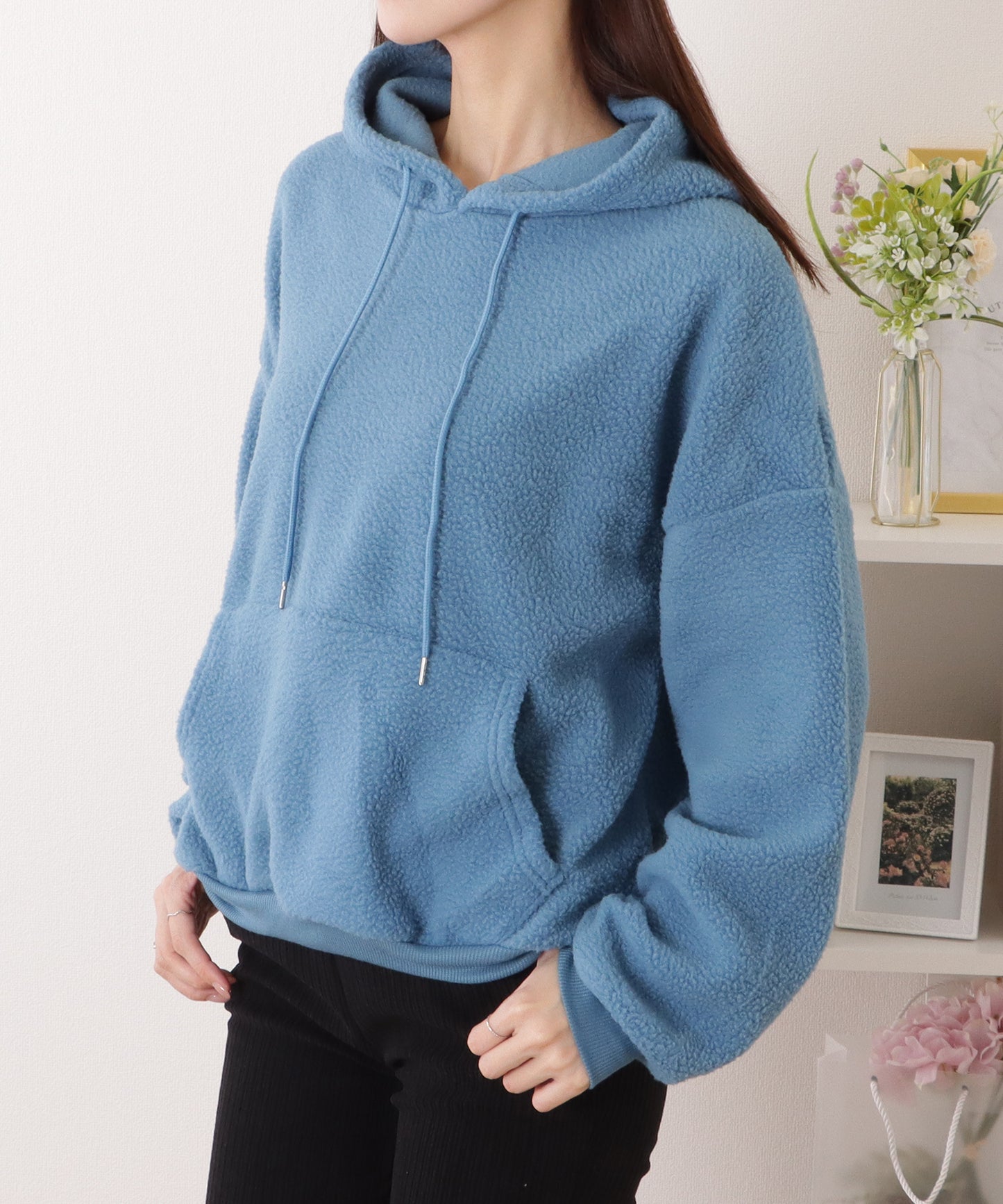 オーバー サイズ フーデット ボア パーカー