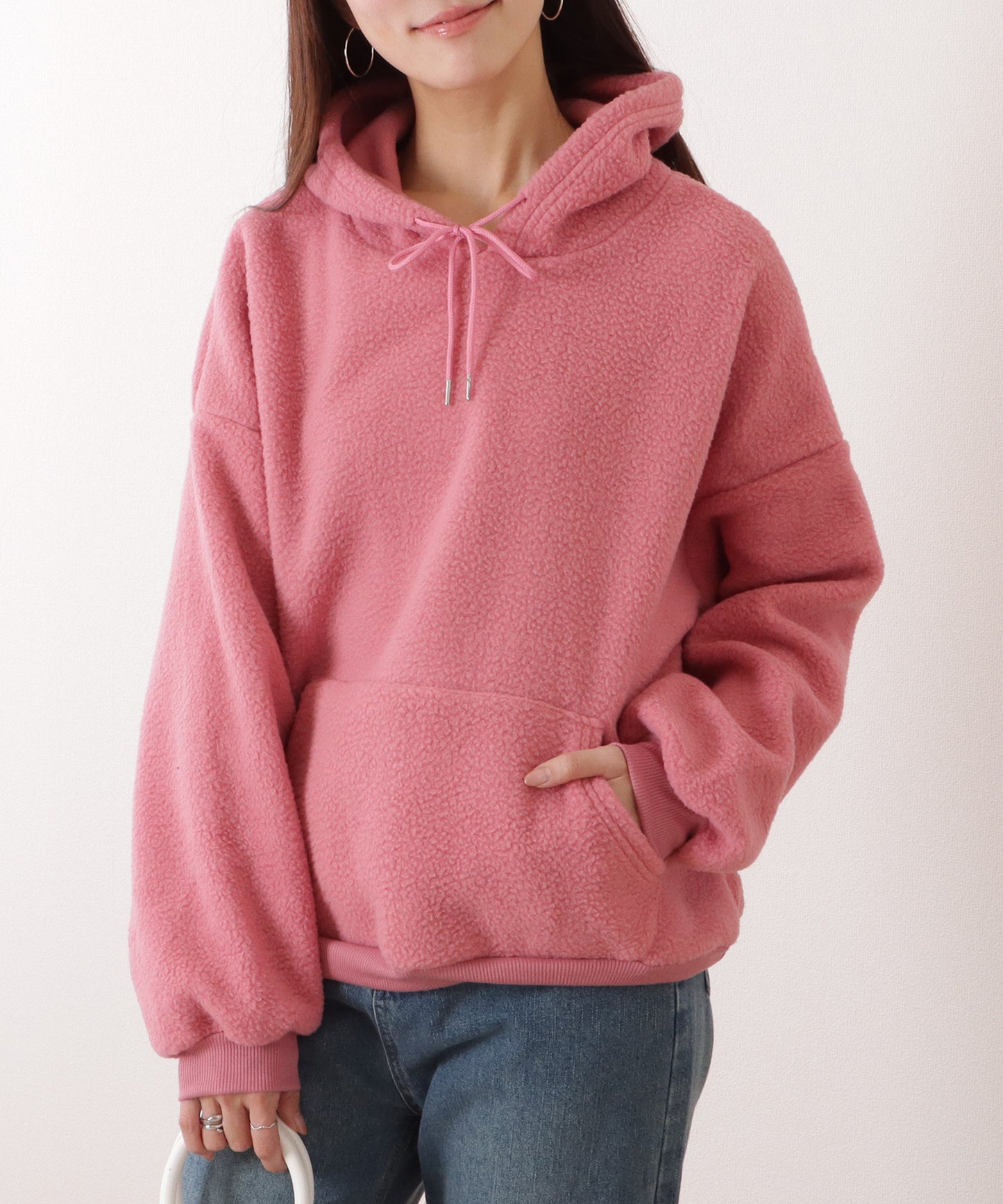 オーバー サイズ フーデット ボア パーカー