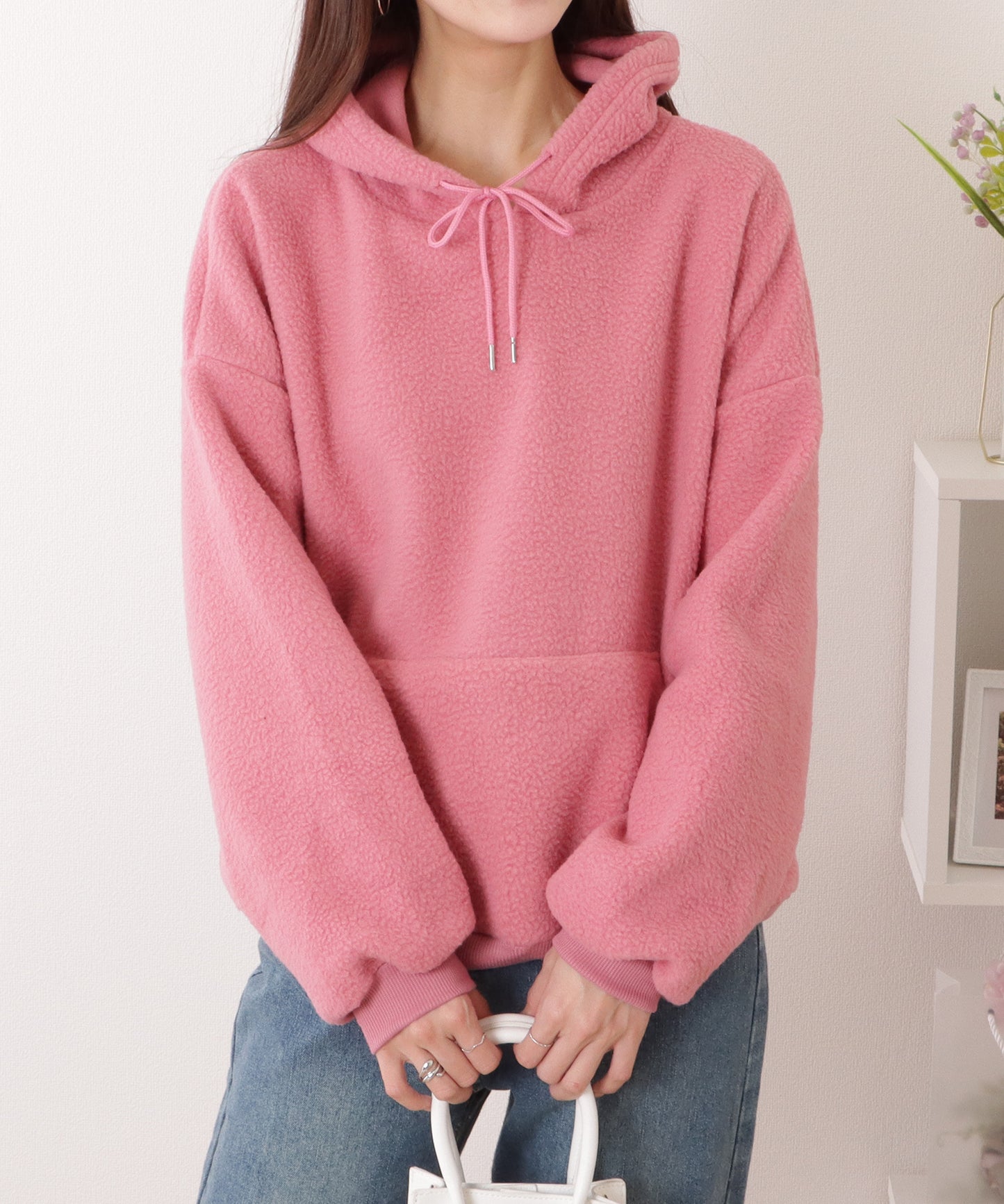 オーバー サイズ フーデット ボア パーカー