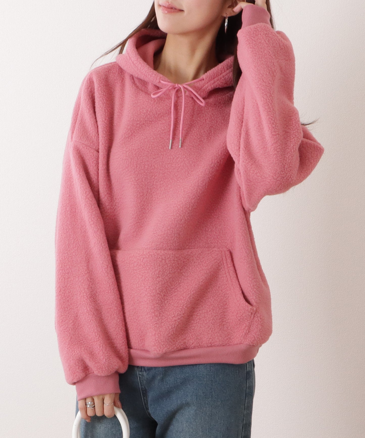 オーバー サイズ フーデット ボア パーカー