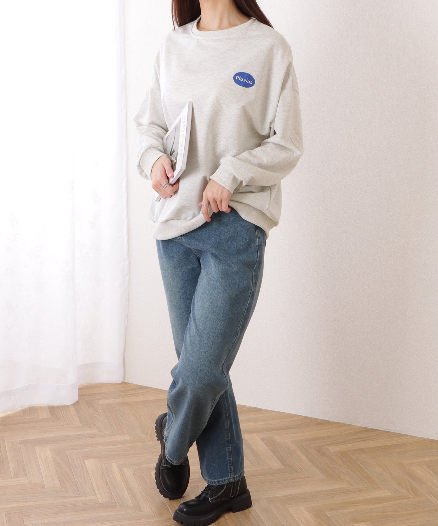 ビッグシルエット レターロゴ 長袖 ゆるプルオーバー