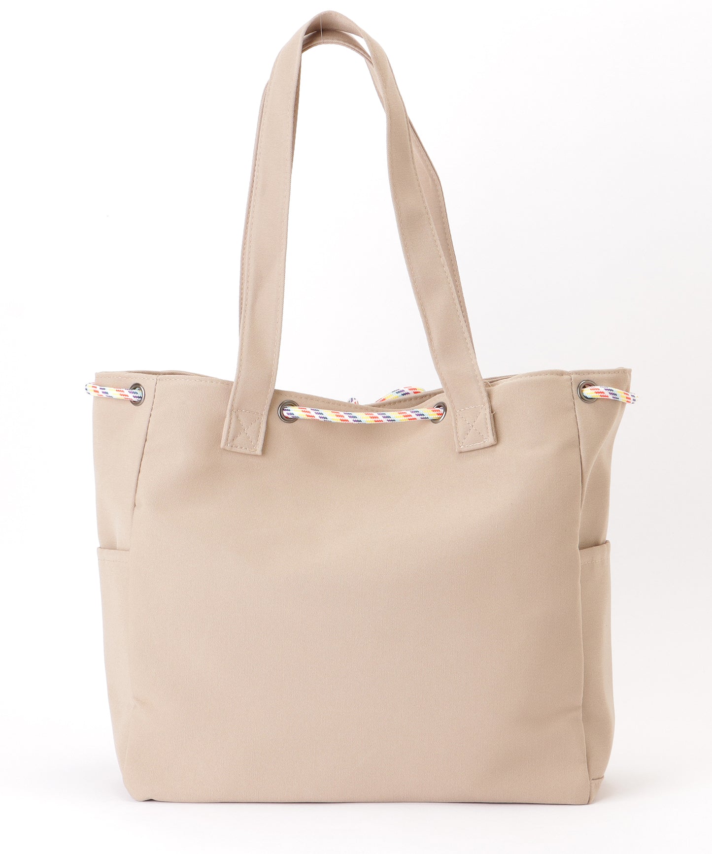 カラフル ドローコード付き 多ポケット ソフト トートバッグ