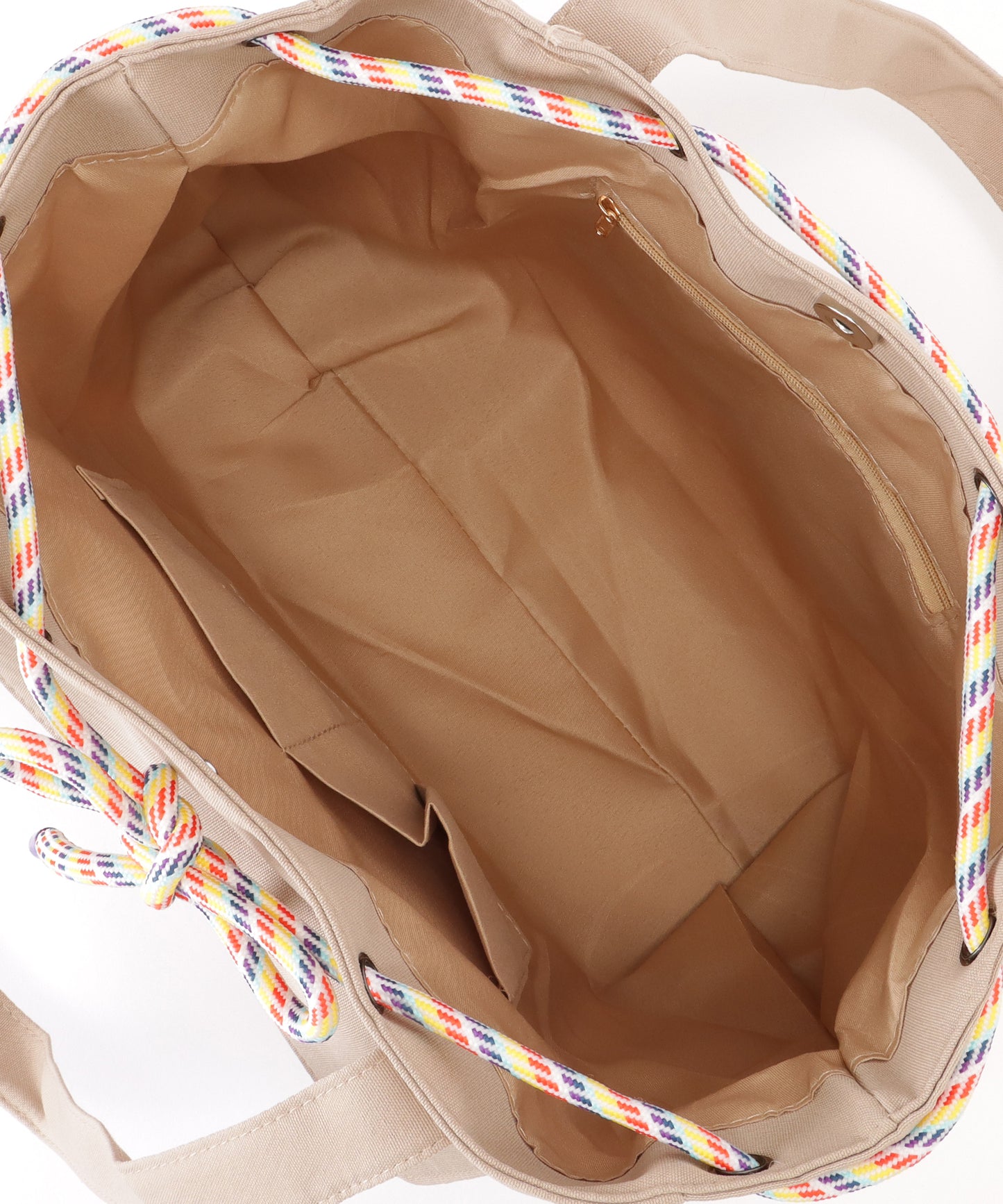 カラフル ドローコード付き 多ポケット ソフト トートバッグ