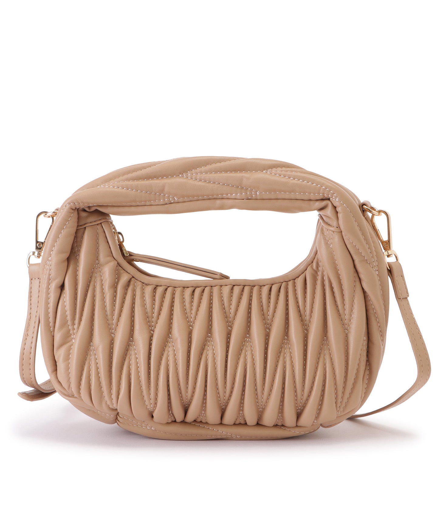 レザー調ヘリンボーンステッチ2WAYハンドバッグ