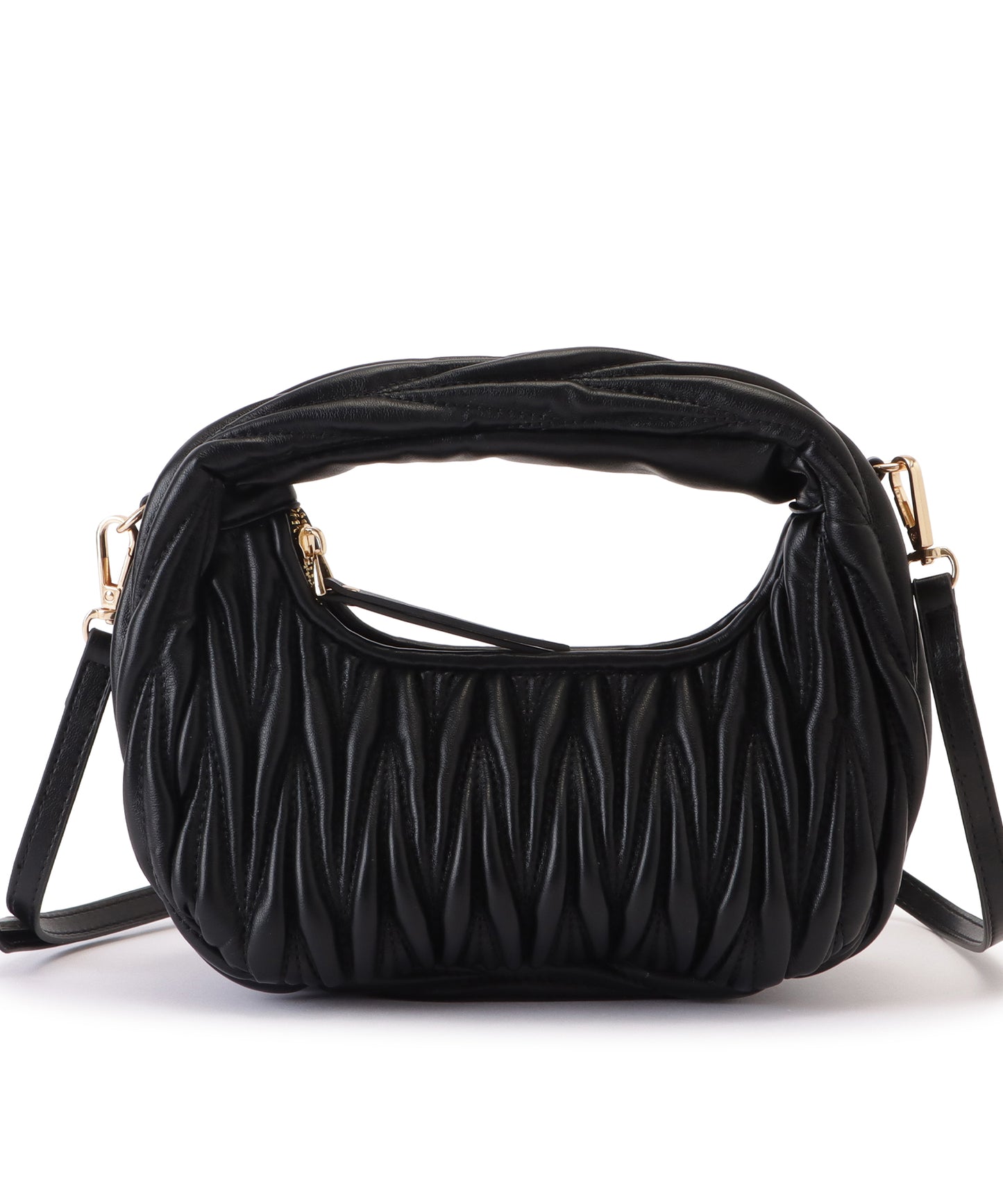 レザー調ヘリンボーンステッチ2WAYハンドバッグ