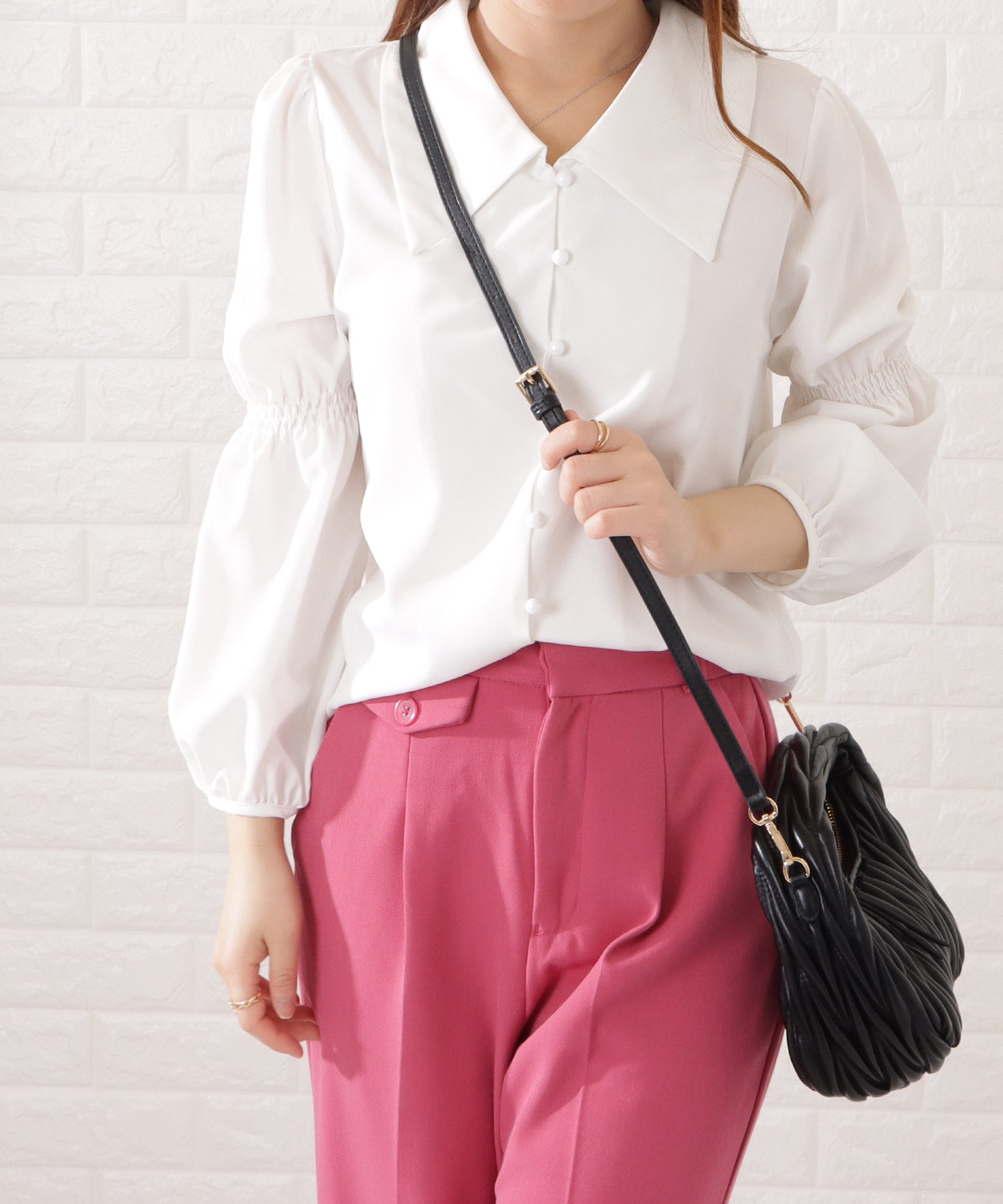 レザー調ヘリンボーンステッチ2WAYハンドバッグ