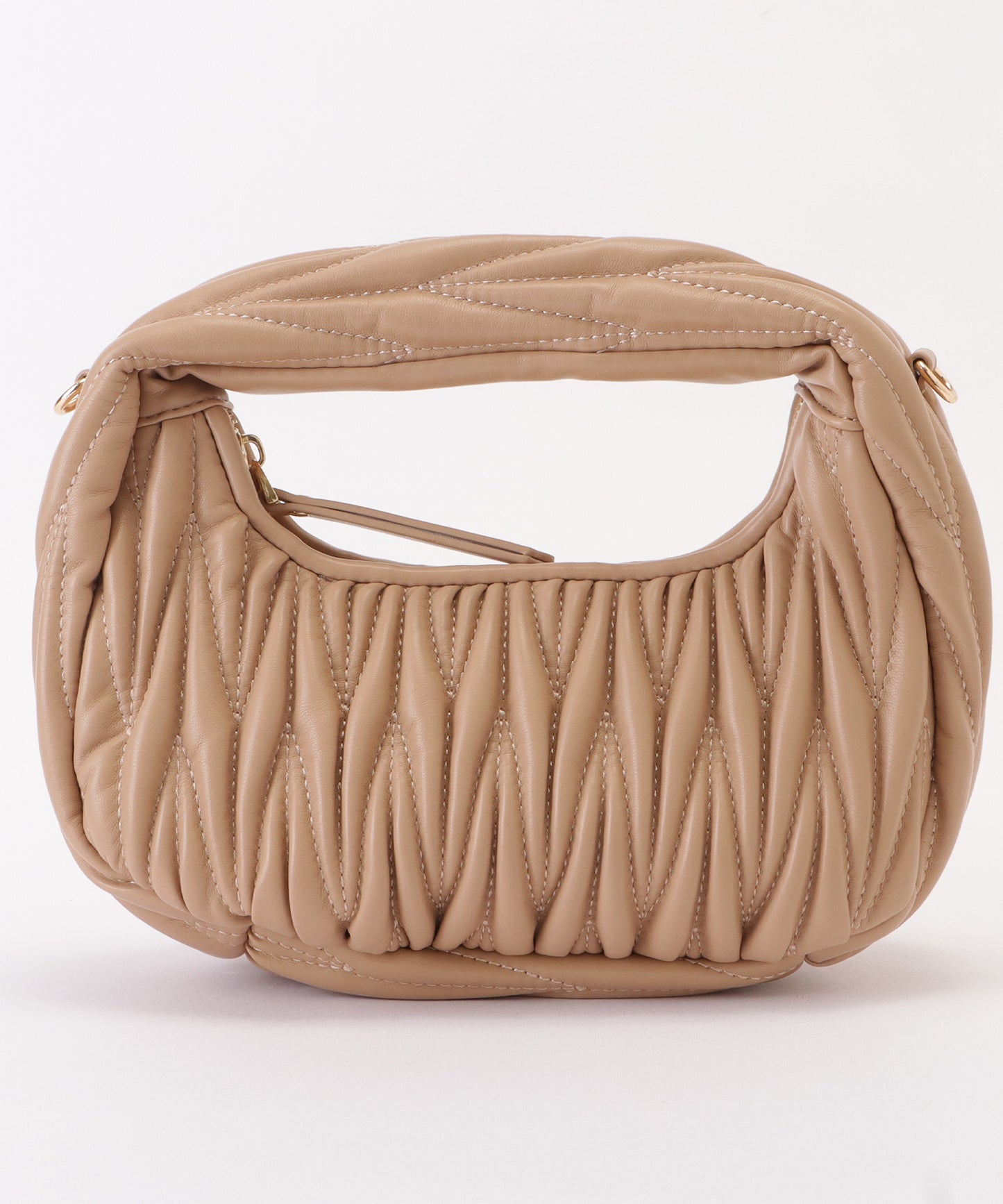 レザー調ヘリンボーンステッチ2WAYハンドバッグ