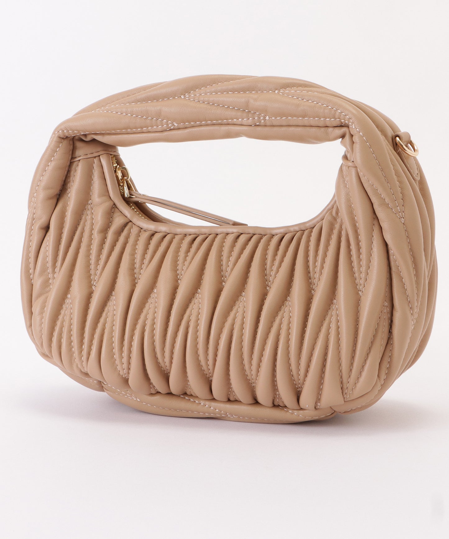 レザー調ヘリンボーンステッチ2WAYハンドバッグ