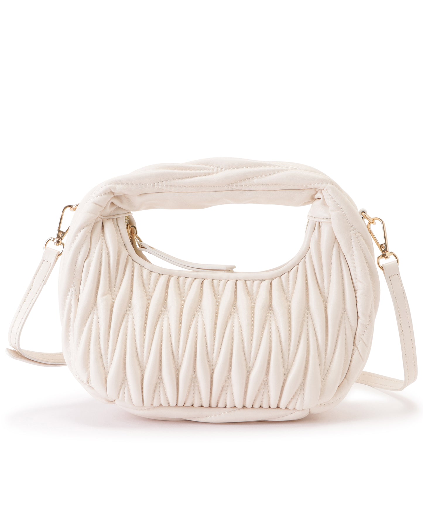 レザー調ヘリンボーンステッチ2WAYハンドバッグ