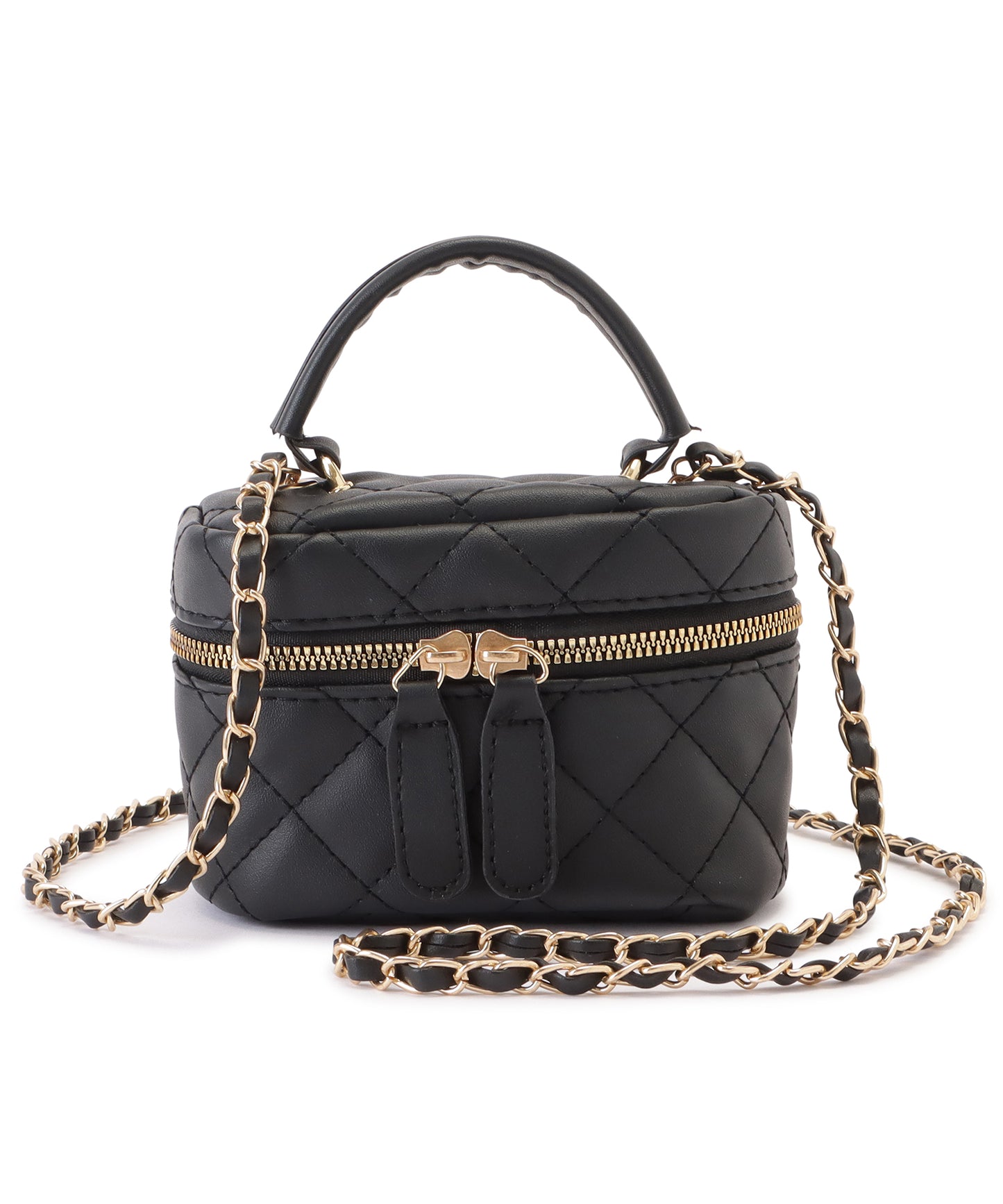 レザー調2WAYキルティングバニティバッグ