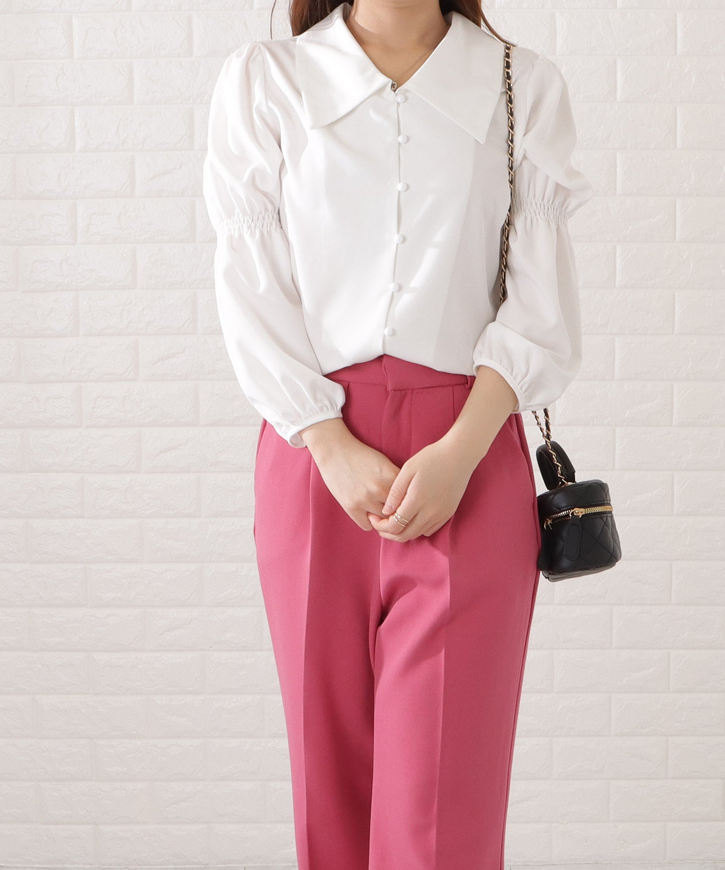 レザー調2WAYキルティングバニティバッグ