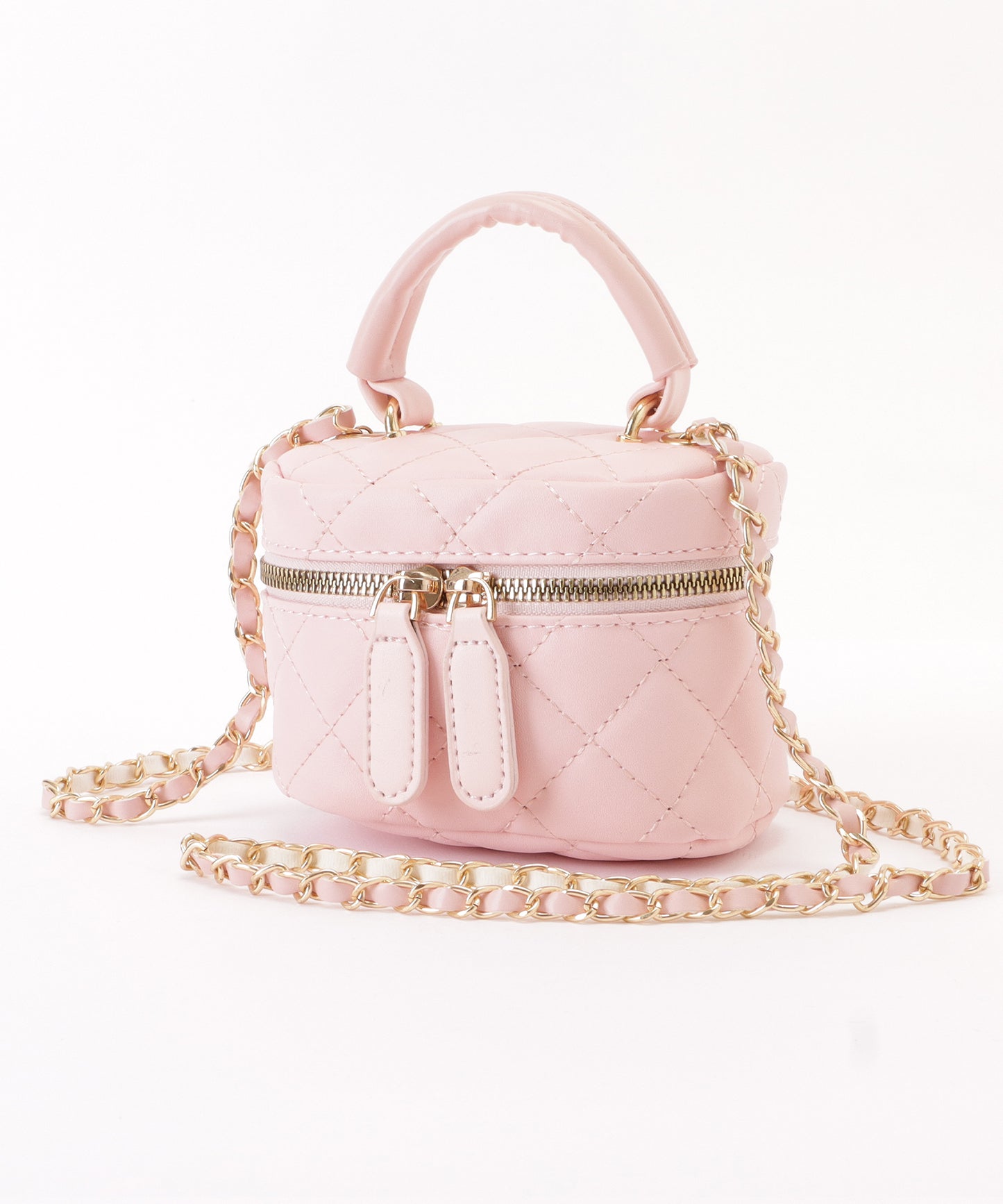 レザー調2WAYキルティングバニティバッグ