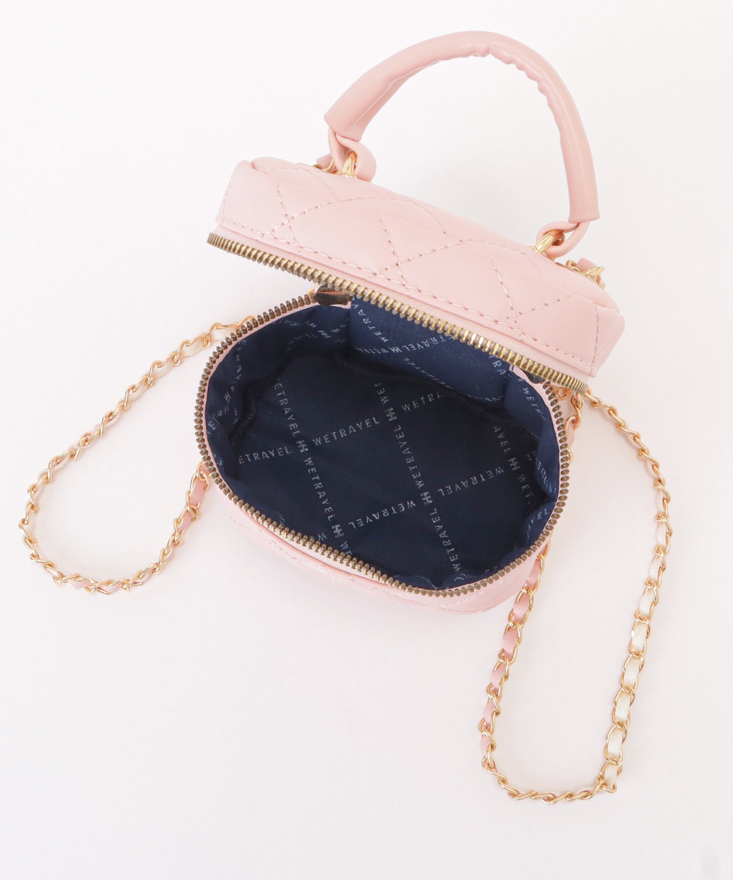 レザー調2WAYキルティングバニティバッグ