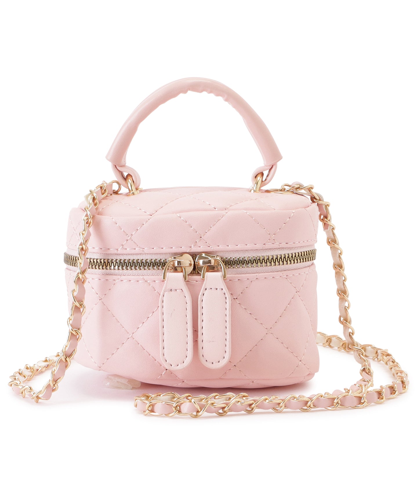 レザー調2WAYキルティングバニティバッグ