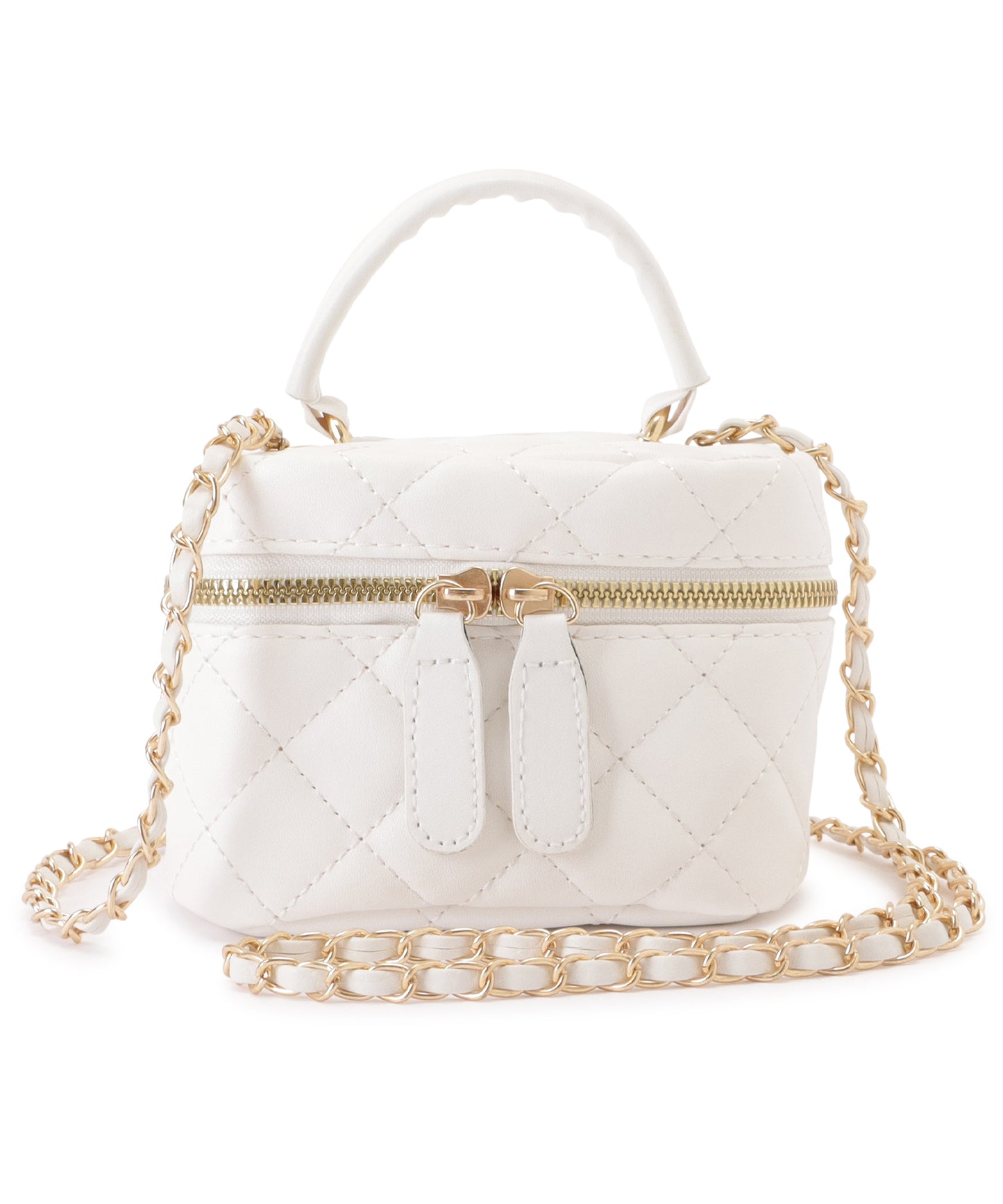 レザー調2WAYキルティングバニティバッグ