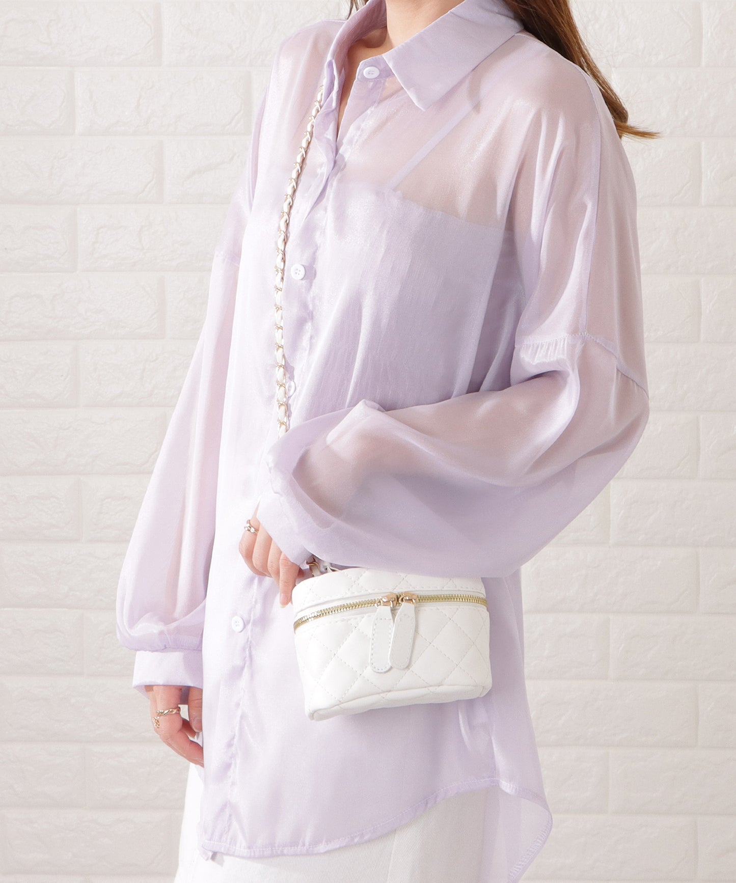 レザー調2WAYキルティングバニティバッグ