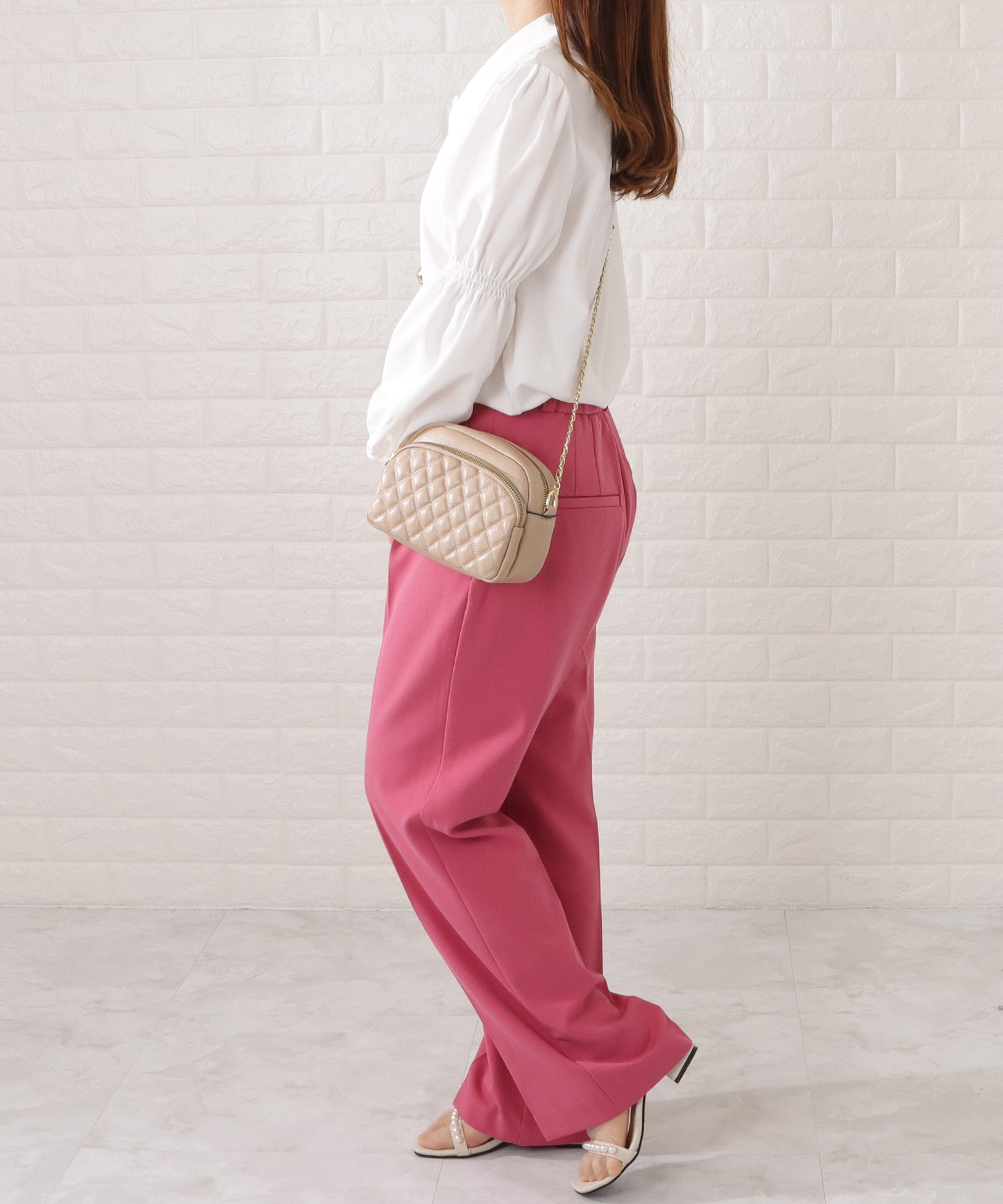 フェイクレザーゴールドチェーンショルダーバッグ