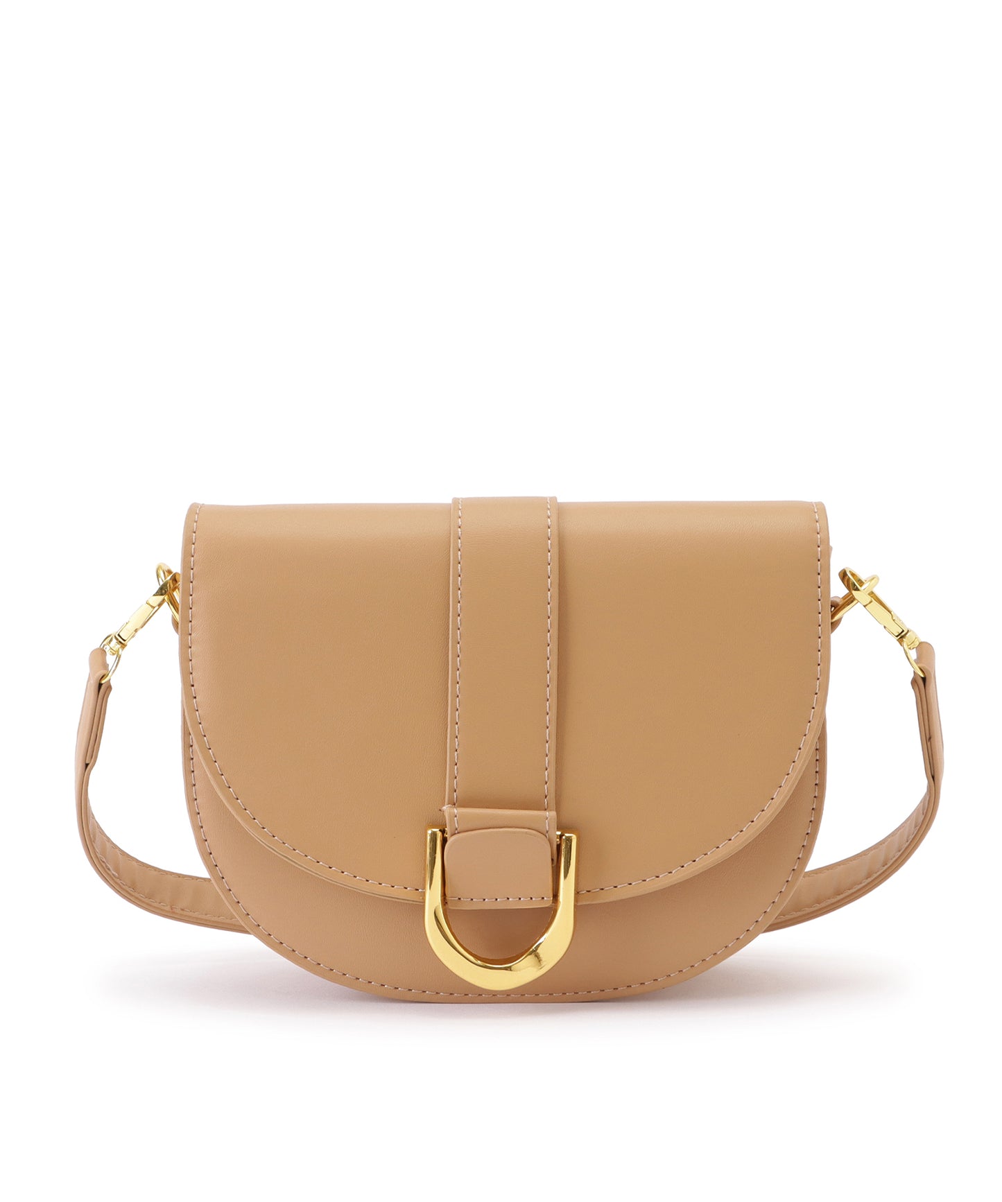 ハーフムーンフェイクレザーショルダーバッグ