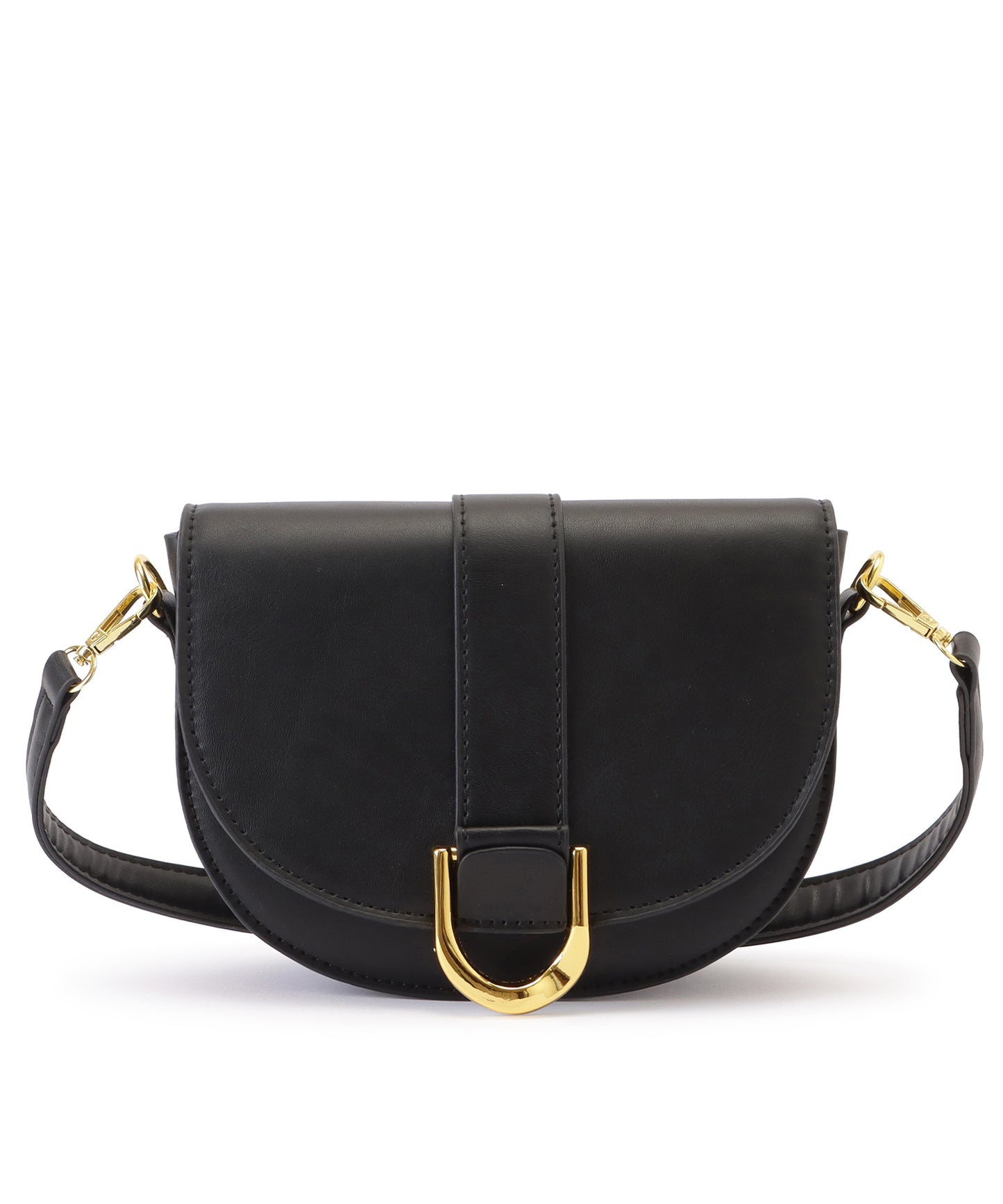 ハーフムーンフェイクレザーショルダーバッグ