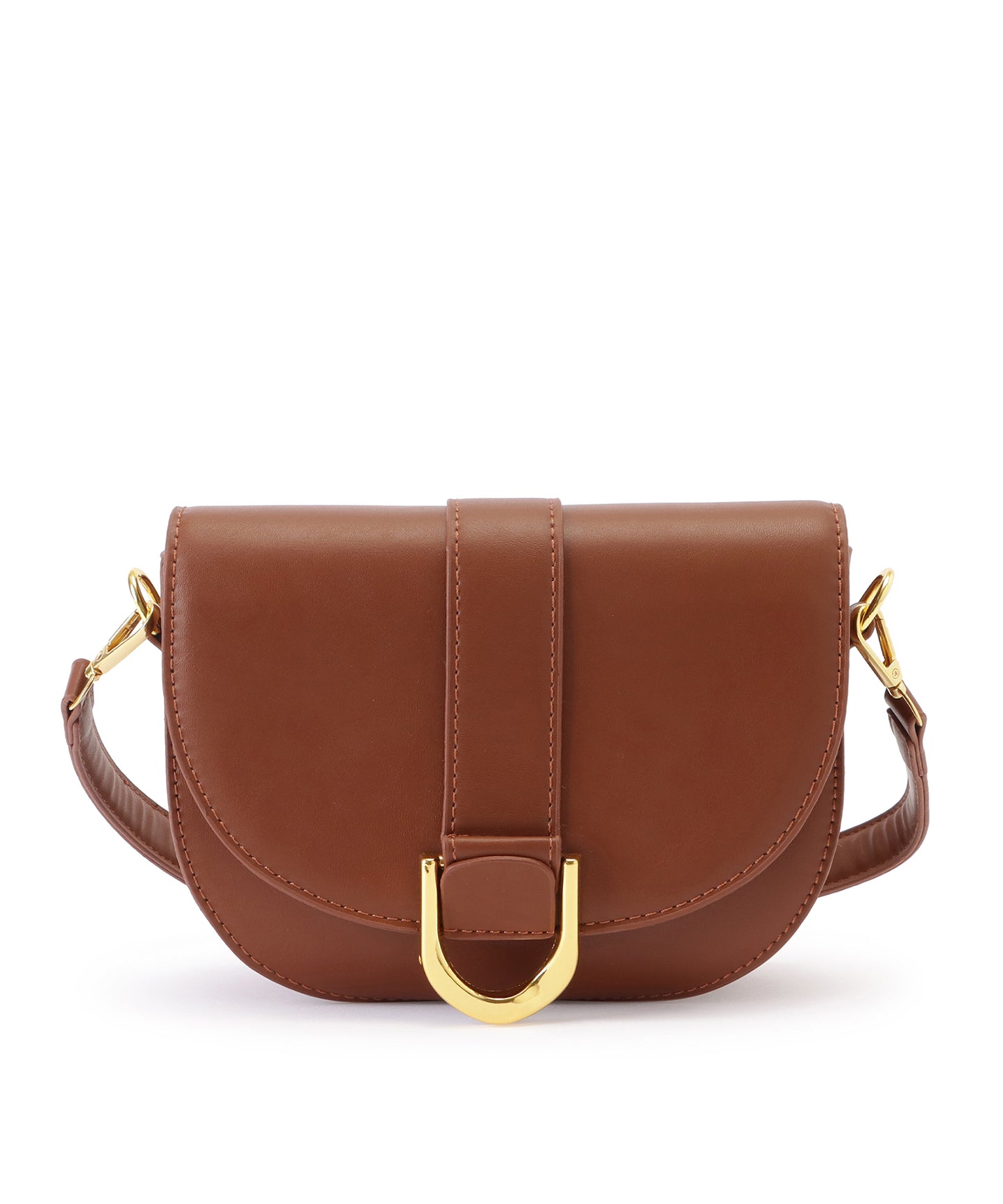 ハーフムーンフェイクレザーショルダーバッグ