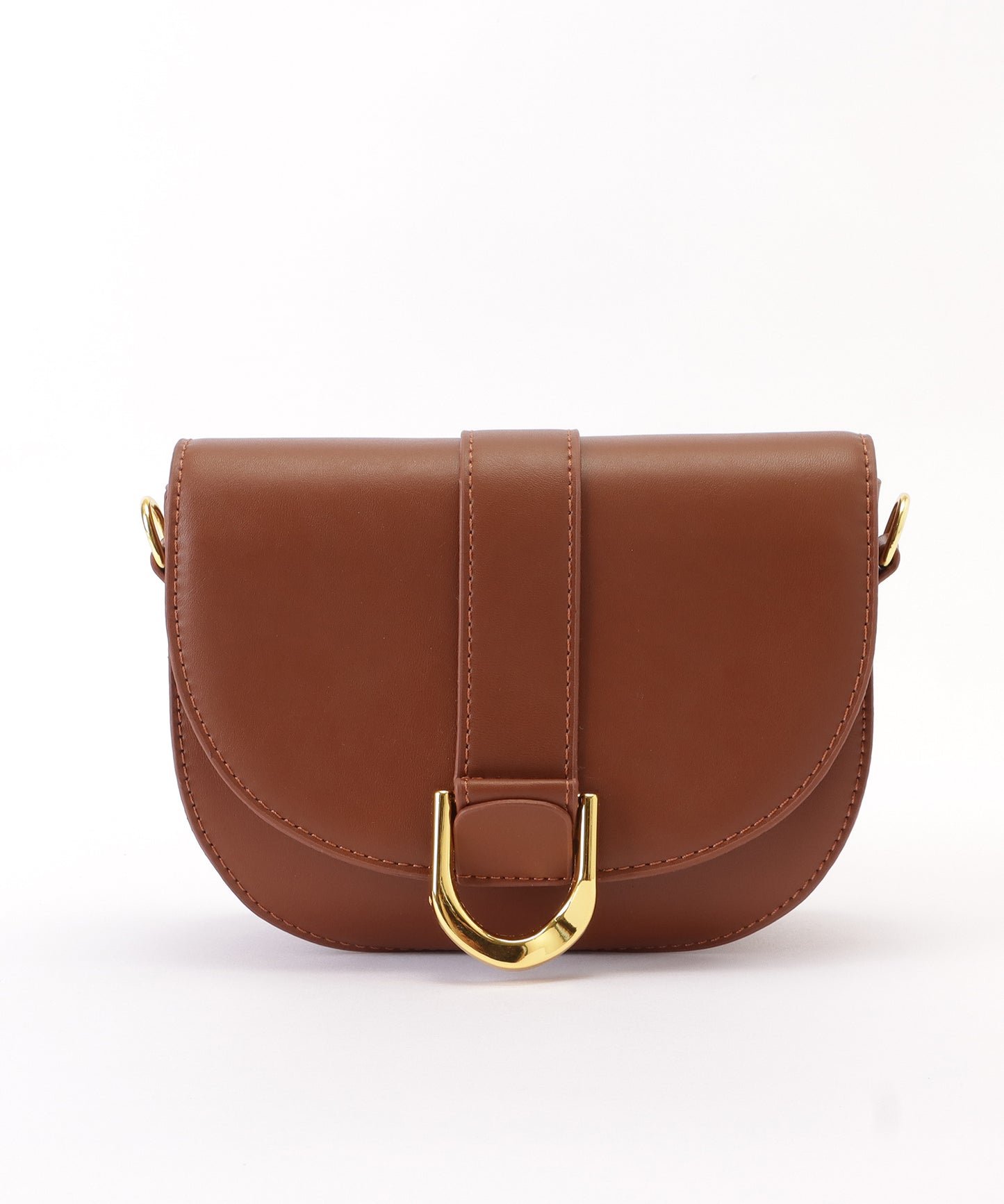 ハーフムーンフェイクレザーショルダーバッグ