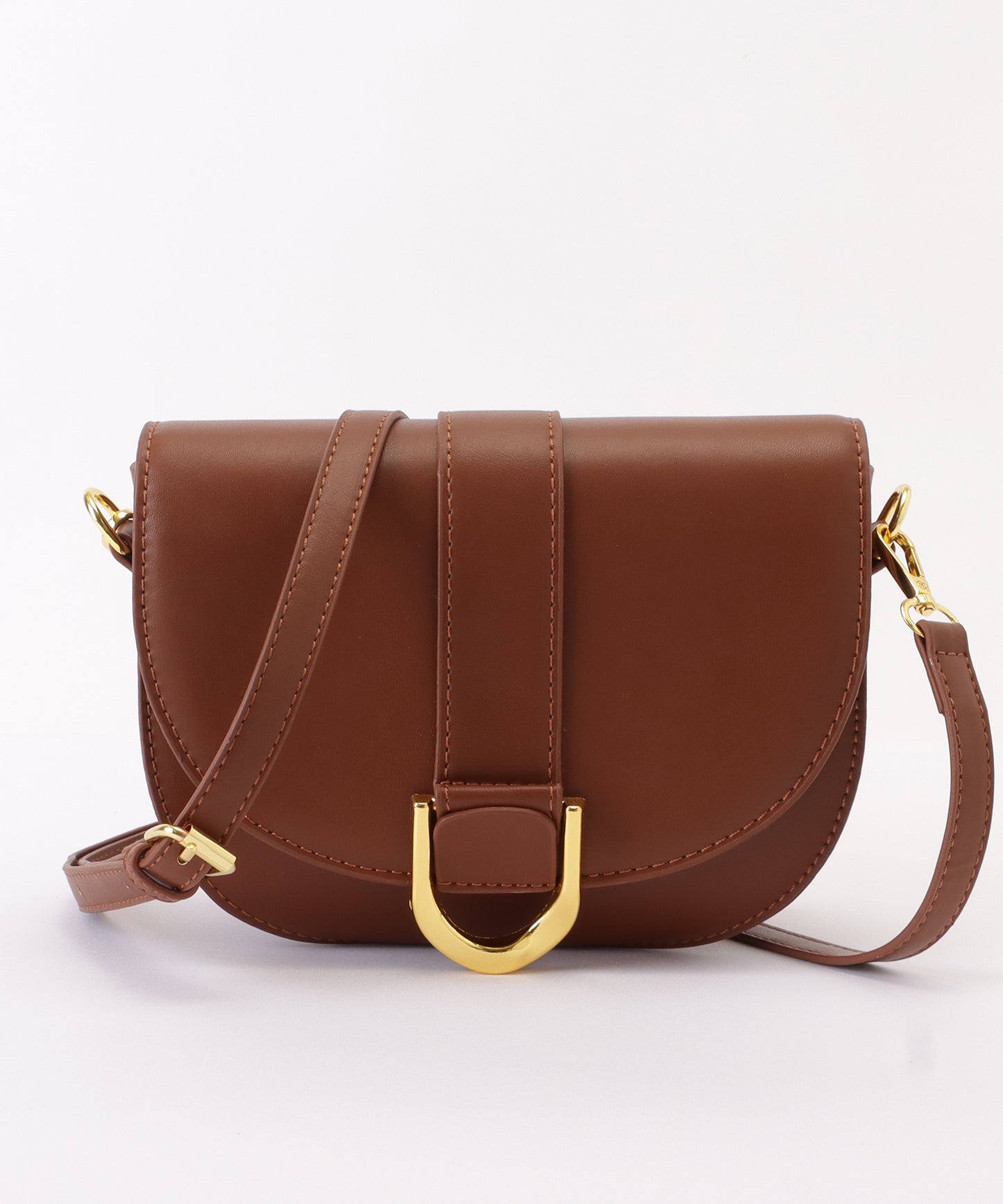 ハーフムーンフェイクレザーショルダーバッグ