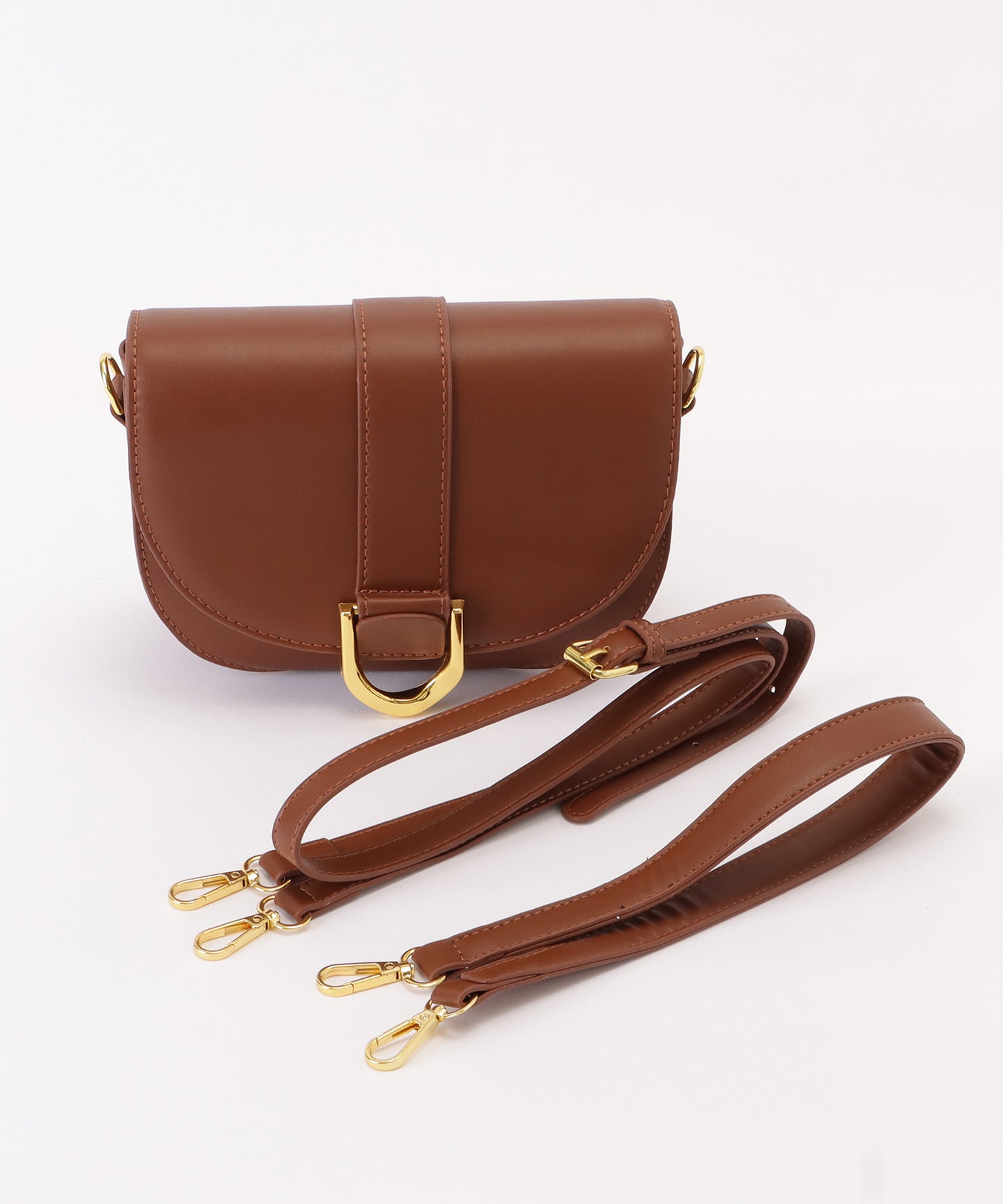 ハーフムーンフェイクレザーショルダーバッグ