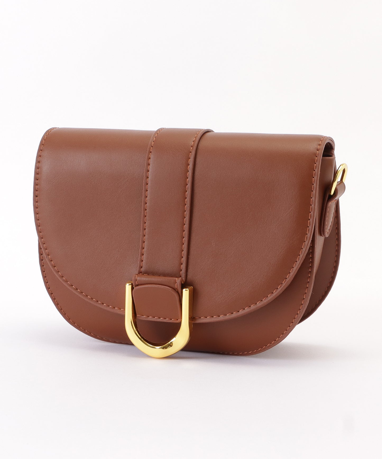 ハーフムーンフェイクレザーショルダーバッグ