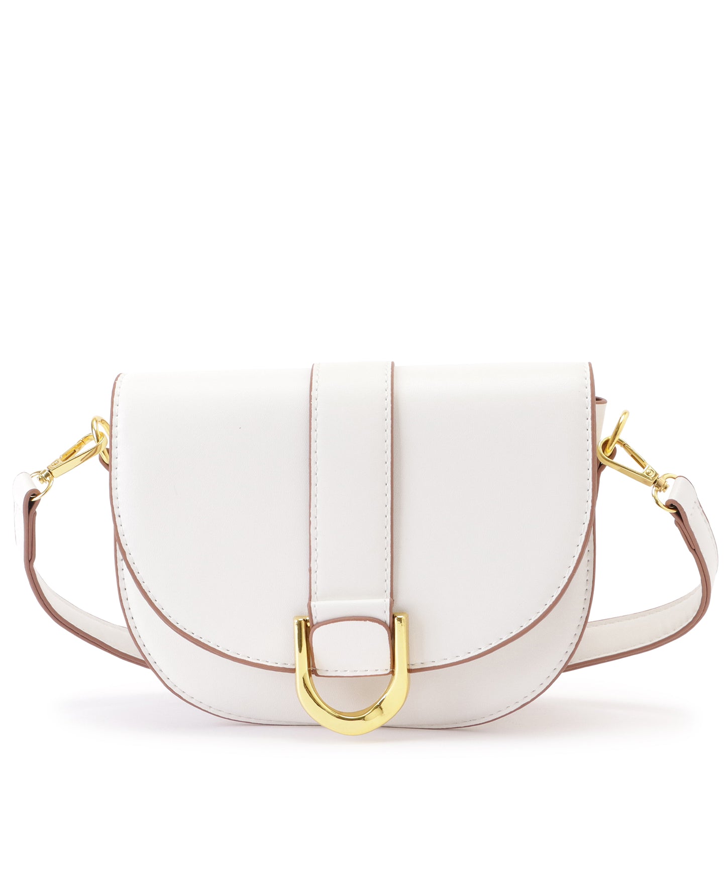 ハーフムーンフェイクレザーショルダーバッグ