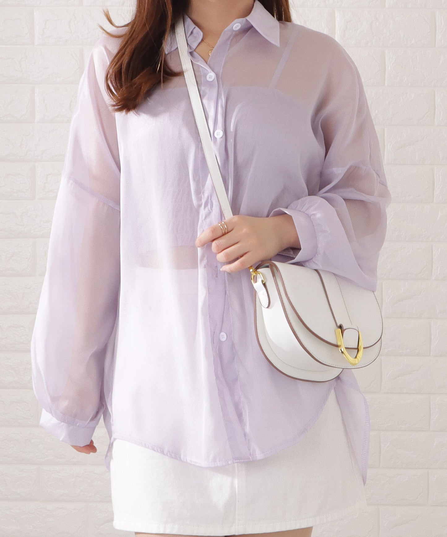 ハーフムーンフェイクレザーショルダーバッグ