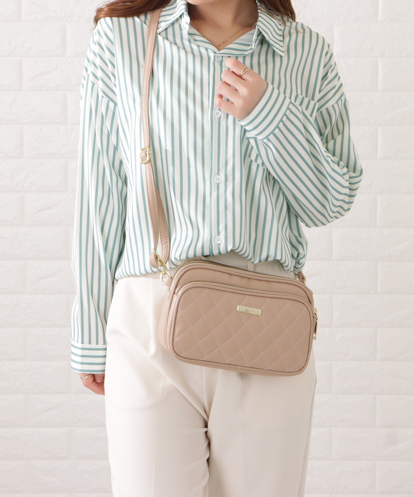 3ポケットキルティングショルダーバッグ