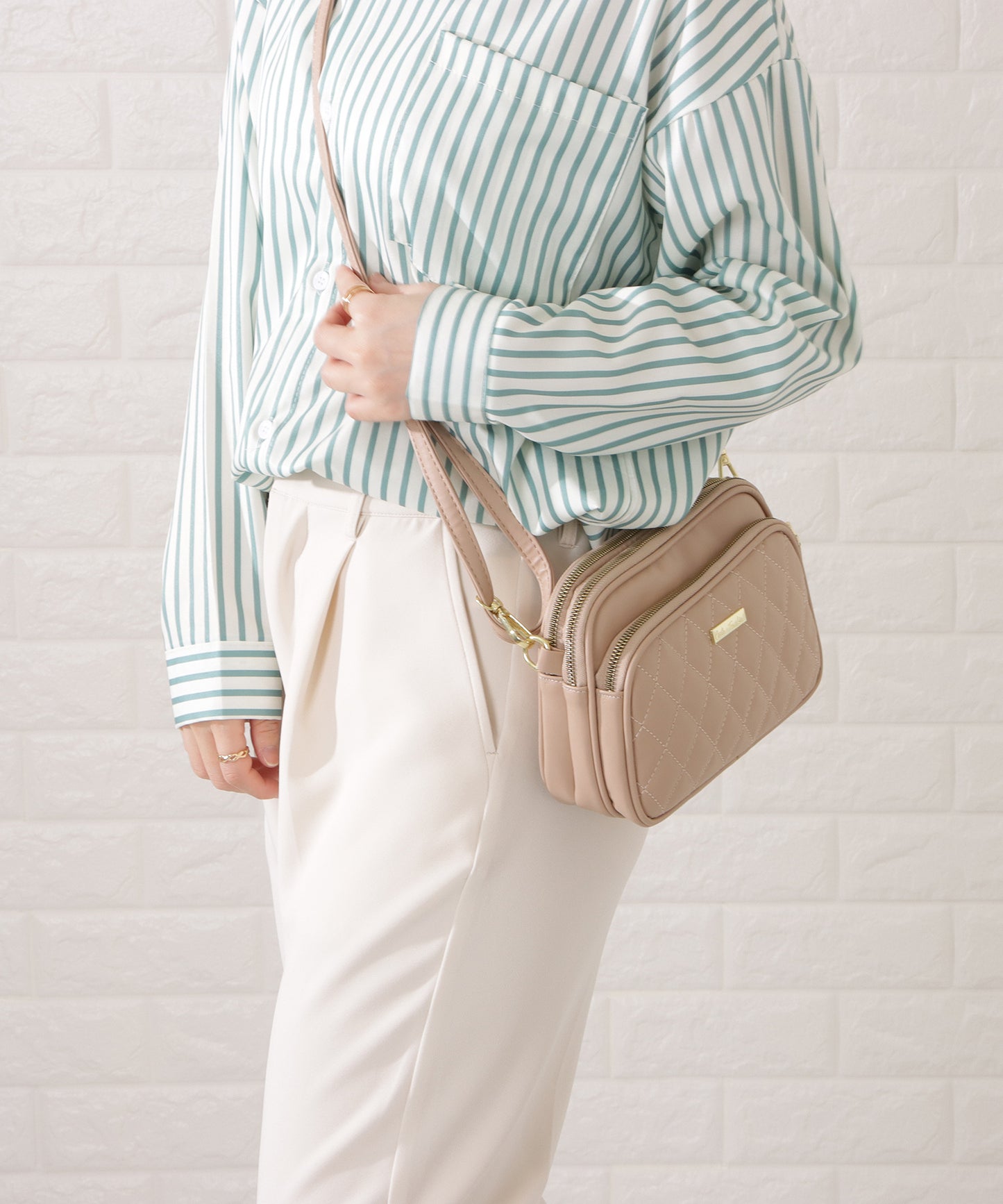 3ポケットキルティングショルダーバッグ